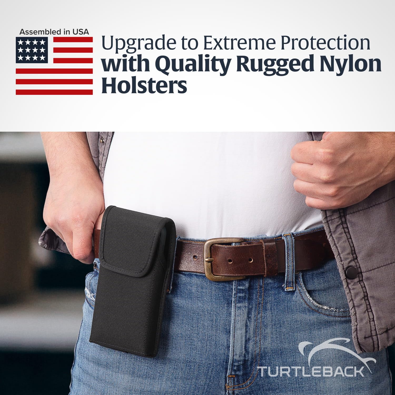 Durable Turtleback Case for Samsung Galaxy S24/S23/S22/S21/S20 Ultra - Black Nylon Vertical Pouch with Rotating Belt Clip | Compatible with OtterBox Defender & Bulky Cases | Perfect for Outdoor Activities, Work & Daily Use