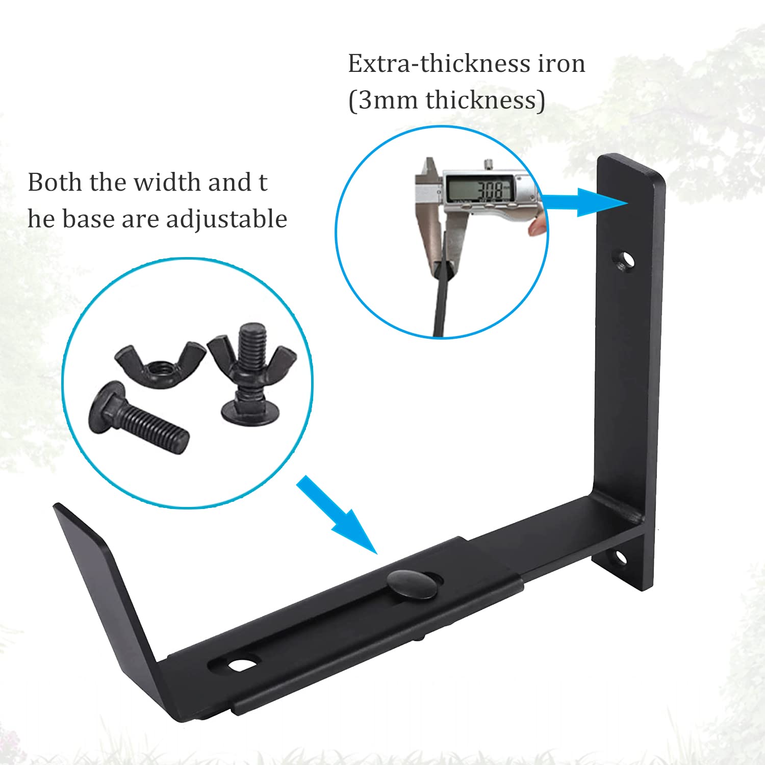 Adjustable Flower Window Box Bracket - Expandable Planter Shelf for Balcony, Patio & Garden Decor - Heavy Duty Metal Hanging Planter Holder for Outdoor & Indoor Plants