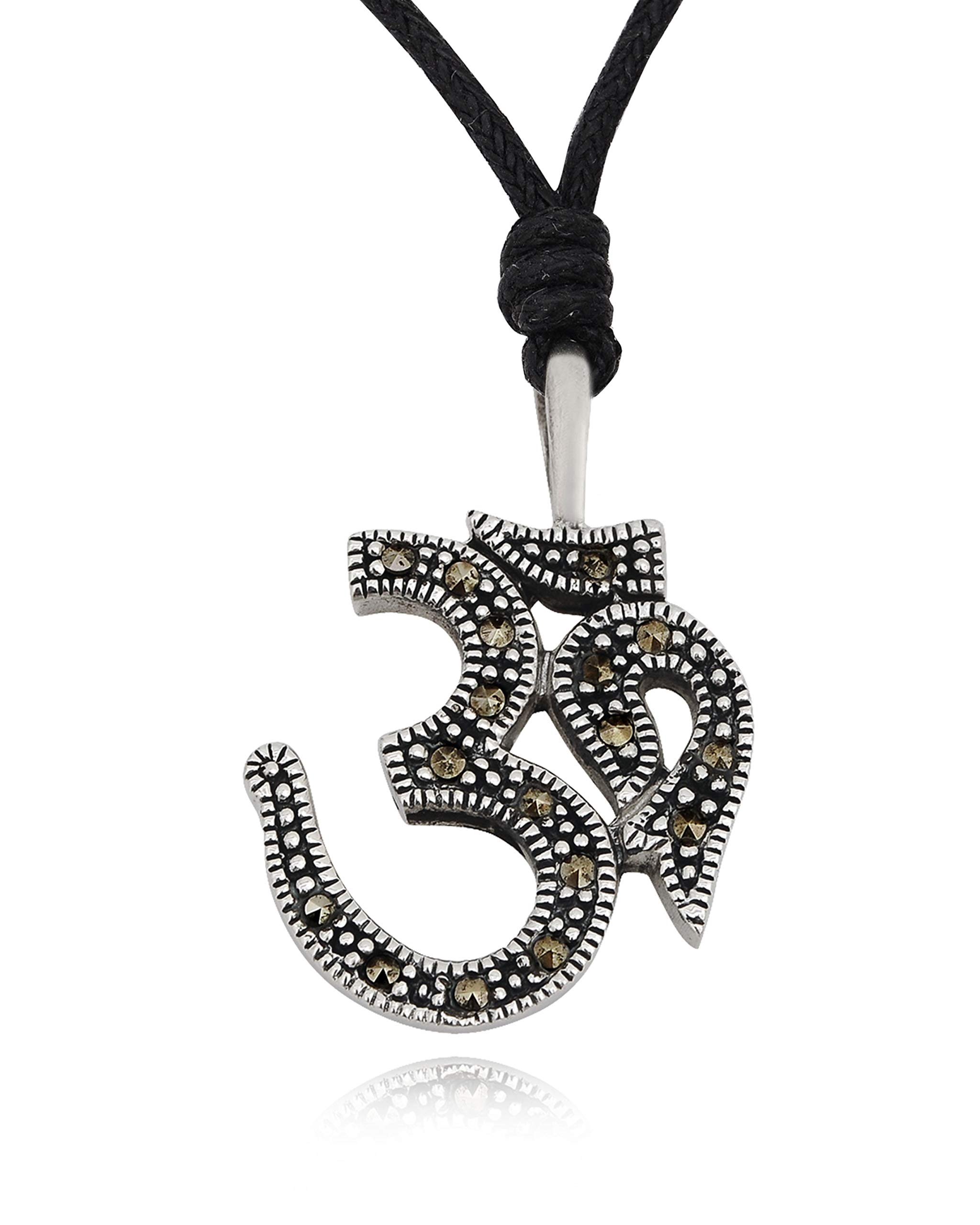 Ohm Aum Om Silver Pewter Charm Necklace - Yoga & Meditation Jewelry