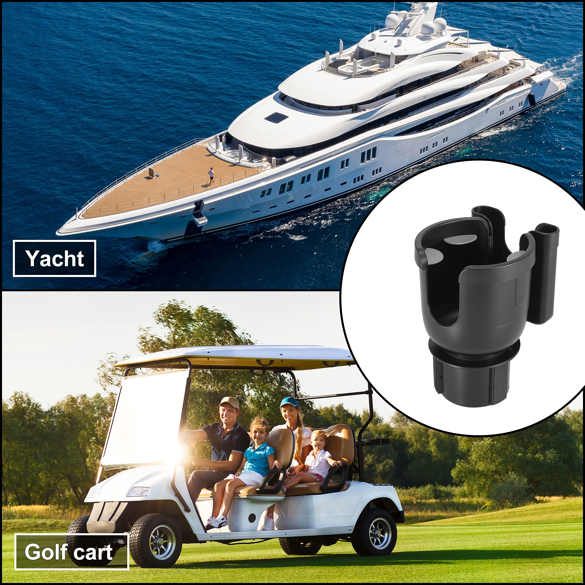 X AUTOHAUX 2-in-1 Car Cup Holder Expander & Bottle Mount - Universal Multifunctional Cup Holder Adapter Organizer (Black) - Perfect for Road Trips, Commuting and Travel Accessories