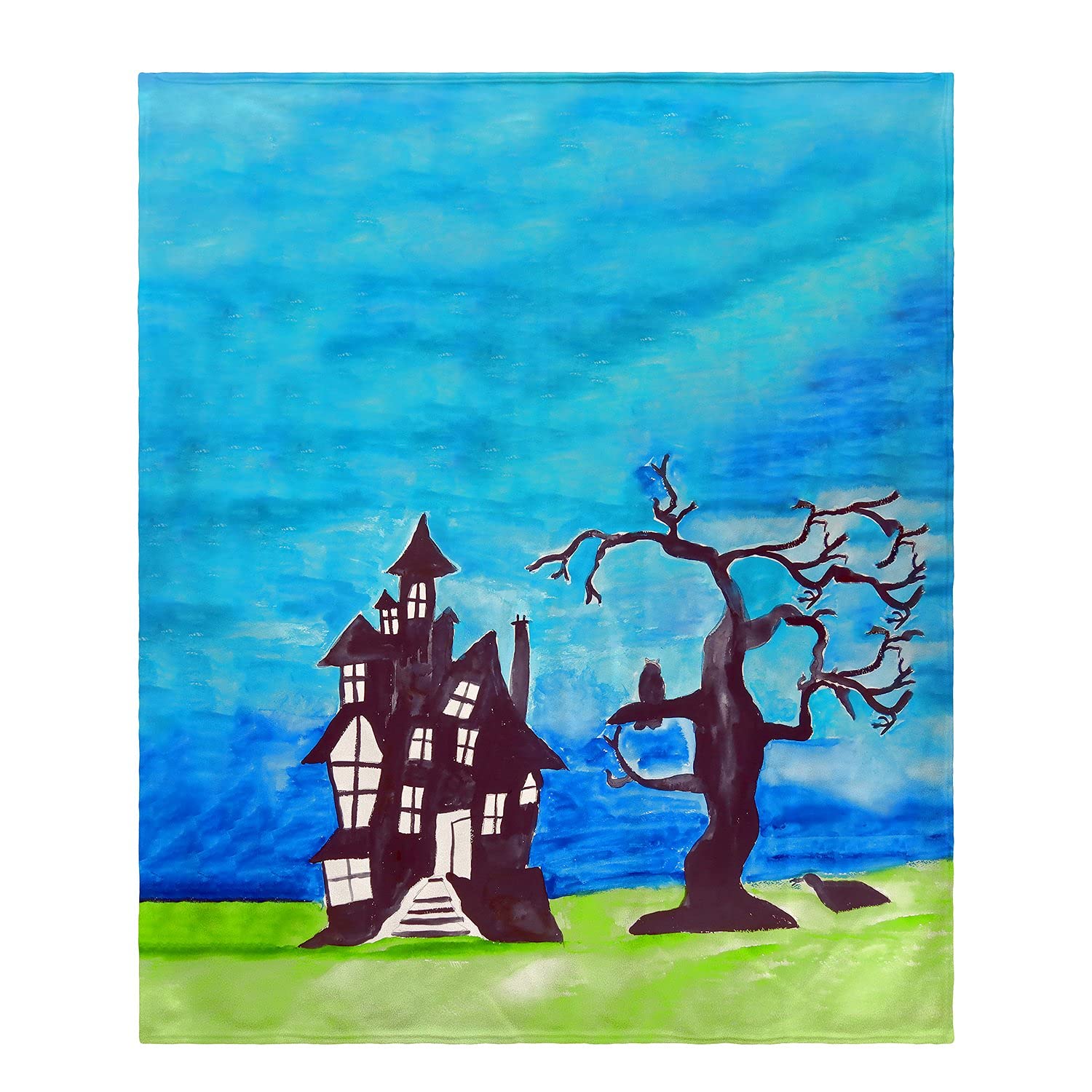 Betsy Drake Haunted House Fleece Throw Blanket - Soft Cozy Halloween Decor for Couch, Bed & Home - Perfect for Movie Nights, Fall Camping & Spooky Season Decorations
