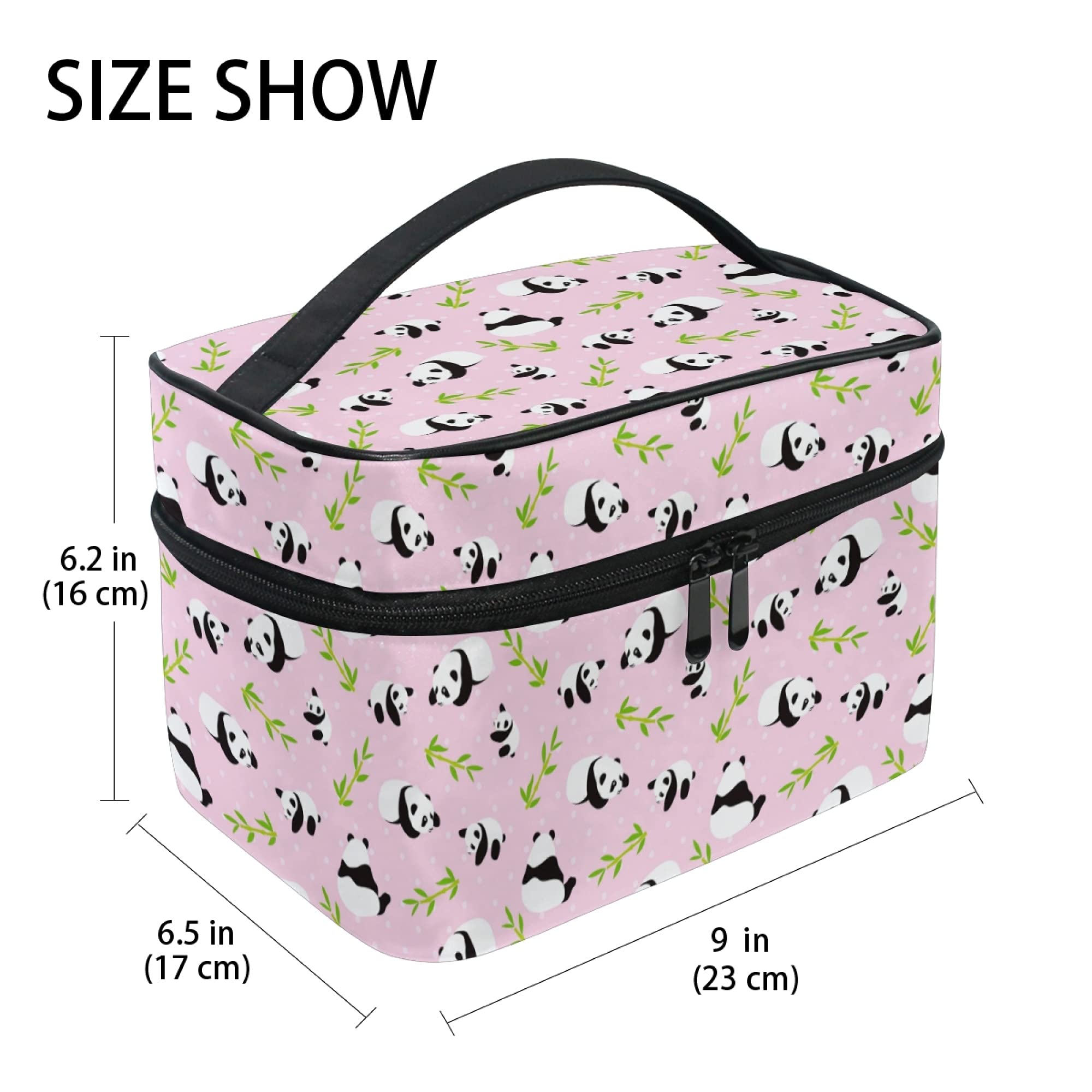 Cute Pink Panda Makeup Bag for Women & Teens - Waterproof Travel Cosmetic Organizer, Toiletry Pouch, Train Case - Perfect for Travel, Gym, School & Daily Use