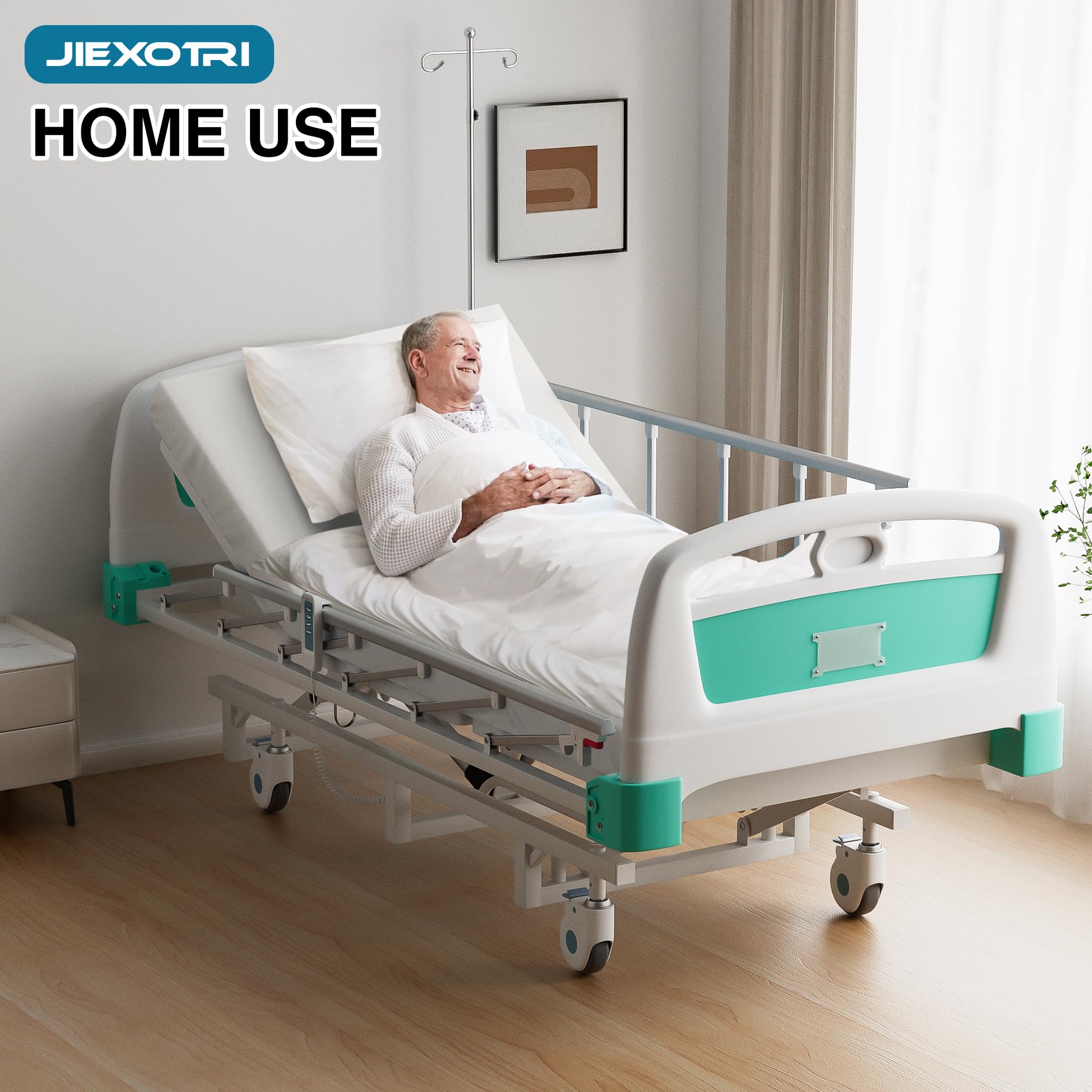 Premium Full Electric Hospital Bed - 3 Function Adjustable Medical Nursing Bed with 4.7