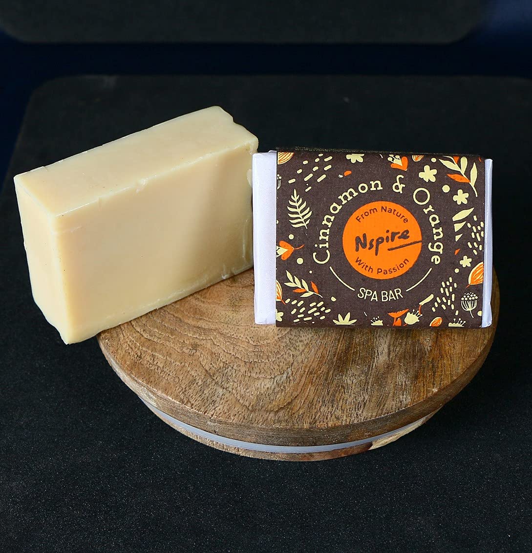 Nspire 100% Natural Cinnamon & Orange Handmade Soap - Organic Glow Skin, Anti-Aging Facial Cleanser - No Synthetic Fragrance, Nourishing Face Wash (Pack of 2) for Spa, Gift & Daily Skincare Routine
