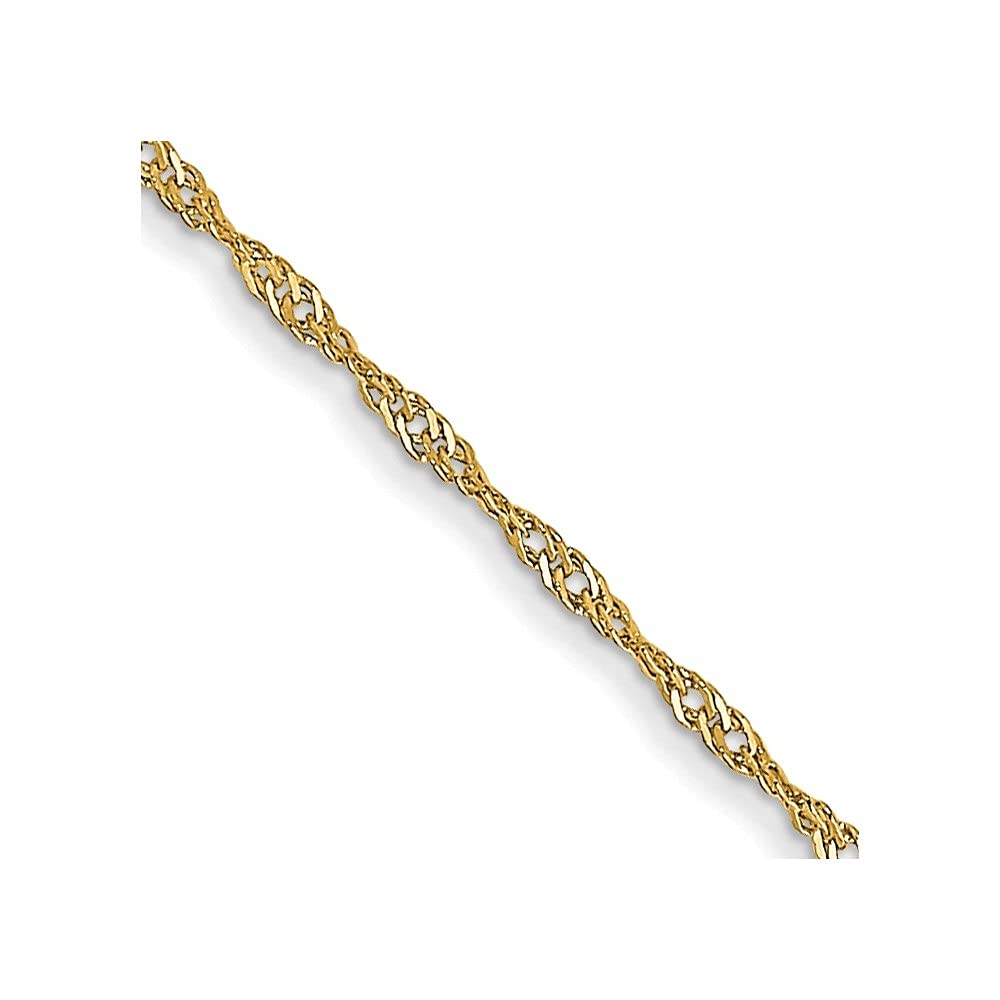 14K Gold 1mm Singapore Chain Necklace for Women - Dainty Carded Jewelry - Perfect for Layering, Everyday Wear & Gift Giving