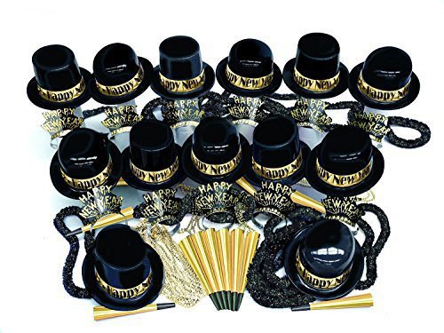 PMU New Year's Eve Party Supplies - Silver Showboat Party Assortment for 100 People (1 Package) | Perfect for NYE Celebrations, Countdown Parties & Large Gatherings
