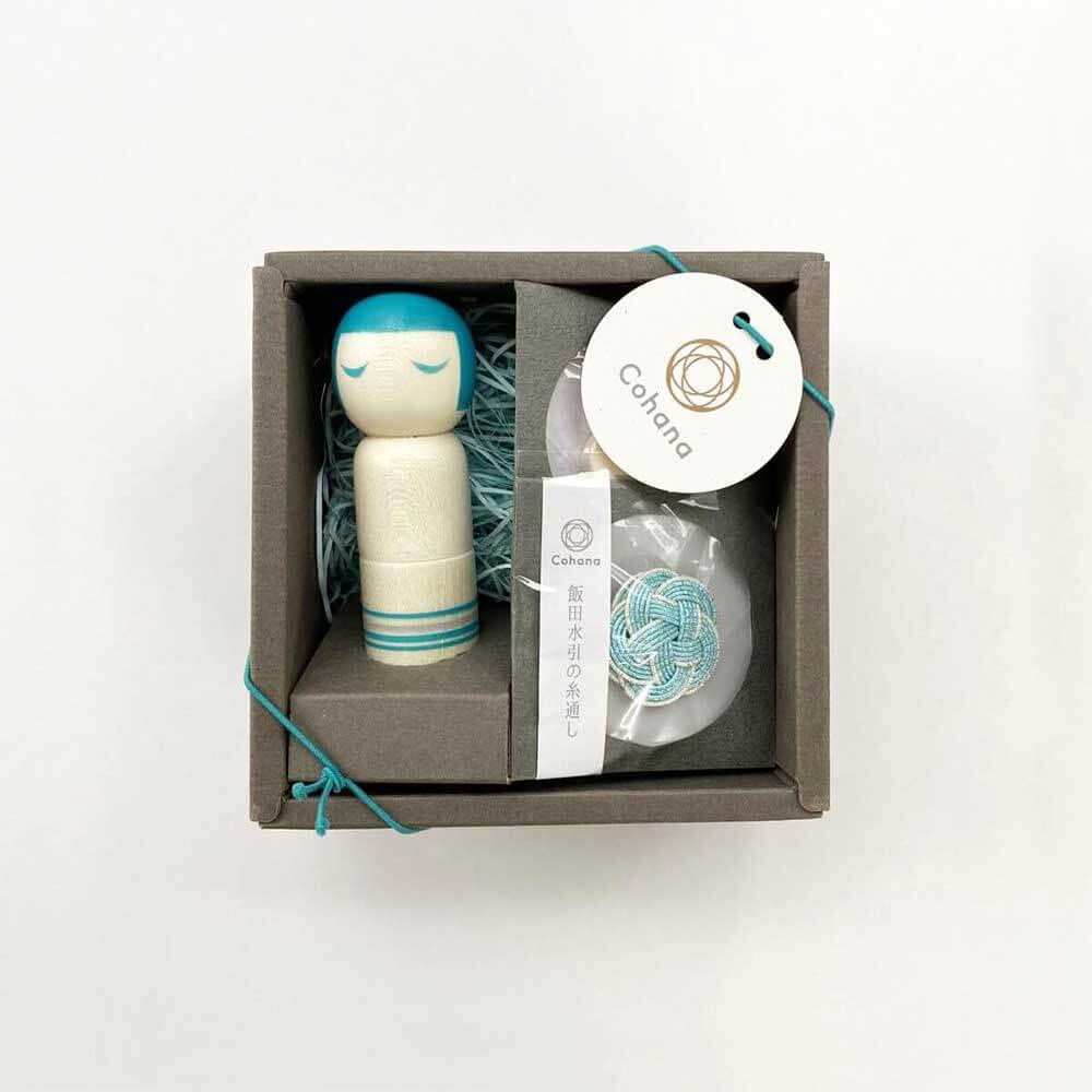 Cohana Japanese Green Kokeshi Doll Pincushion Set - Handmade Sewing Accessories for Crafters - Perfect for Quilting, Embroidery & Needlework Projects