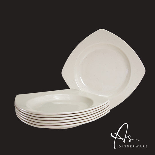 9-Piece Soup Plate Set - Durable Porcelain Dinner Plates (6PC/PKT, 12PKT/CTN) AS2509 6M - Perfect for Family Dinners, Restaurants & Catering Events