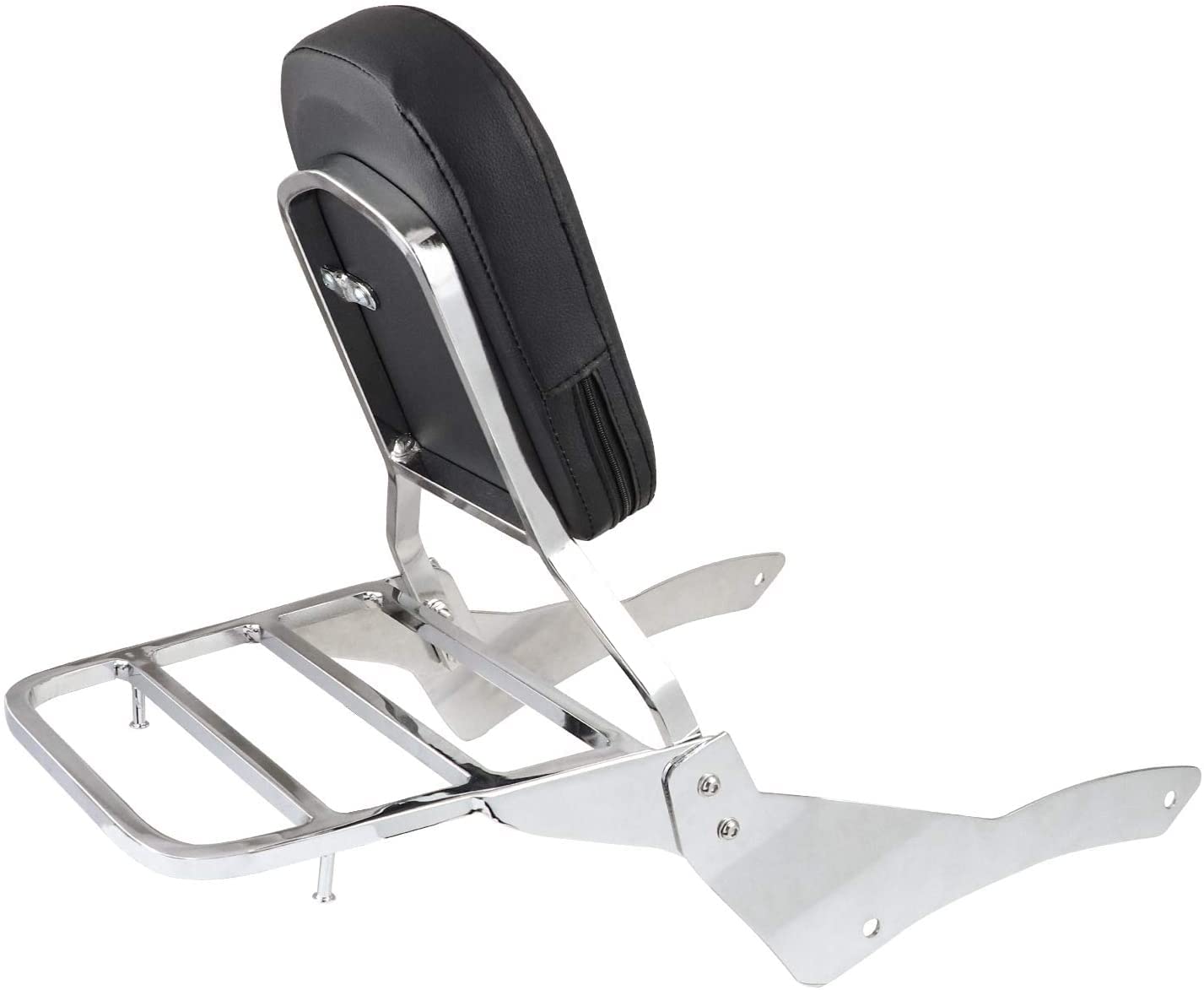 Premium Chrome Sissy Bar with Comfortable Pad & Luggage Rack for Yamaha VStar 650/400 XVS650/400 DS650/DS400 V Star (1998-2018) - Perfect for Long Rides & Touring Comfort