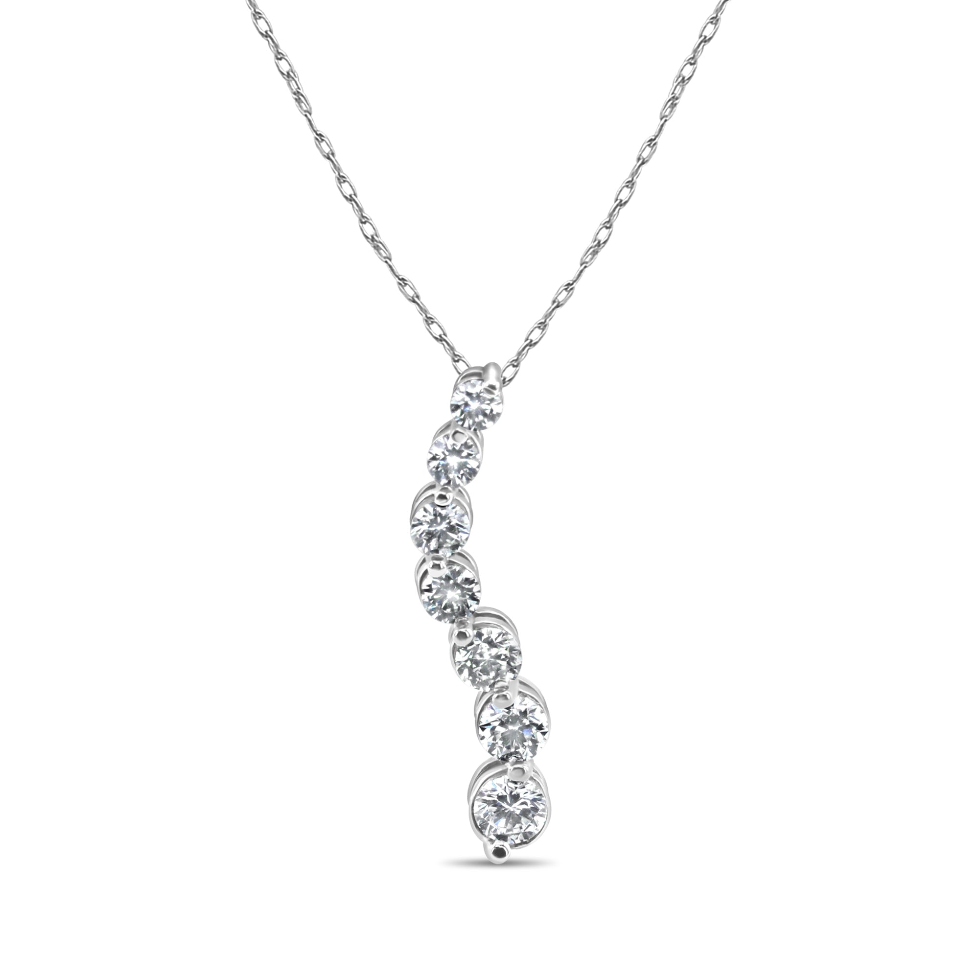 1.53cttw Gradient Diamond Journey Necklace - 14k White Gold Elegant Pendant for Women, Perfect for Anniversaries, Weddings & Special Occasions