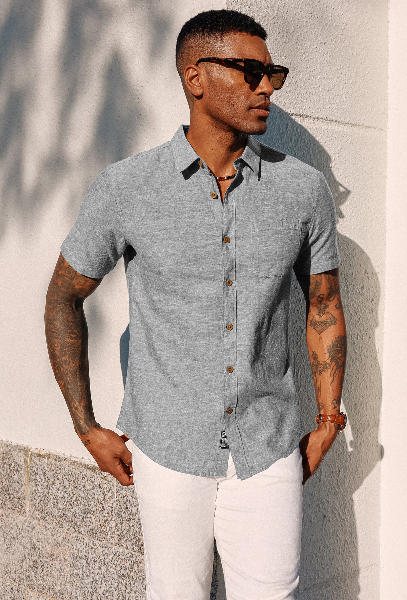 Men's Linen Shirts Short Sleeve - Breathable Casual Button Down Cardigan for Summer | Beach, Vacation & Outdoor Wear