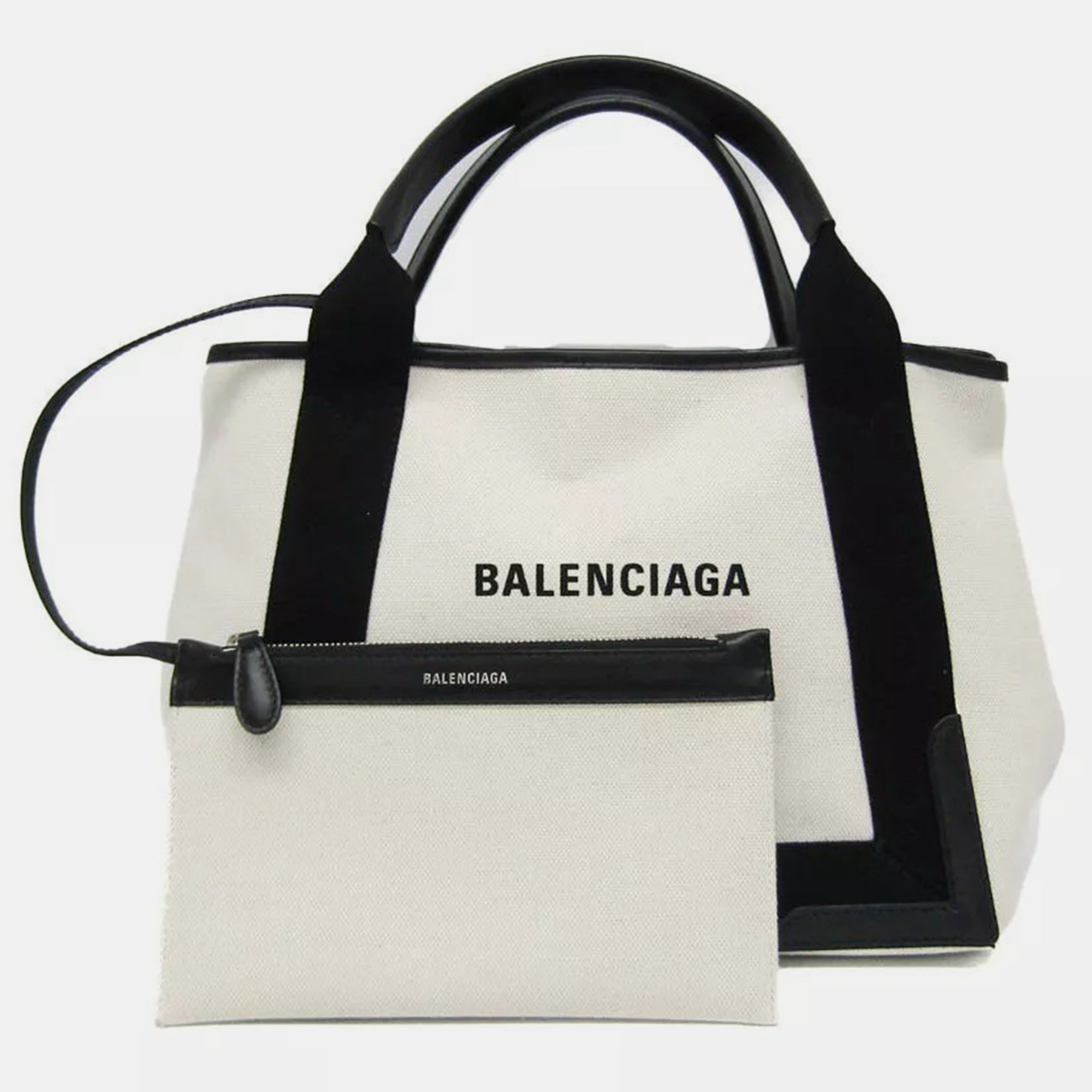 Black Canvas Leather Navy Tote Bag for Women - Stylish & Durable Handbag for Work, Travel, and Everyday Use