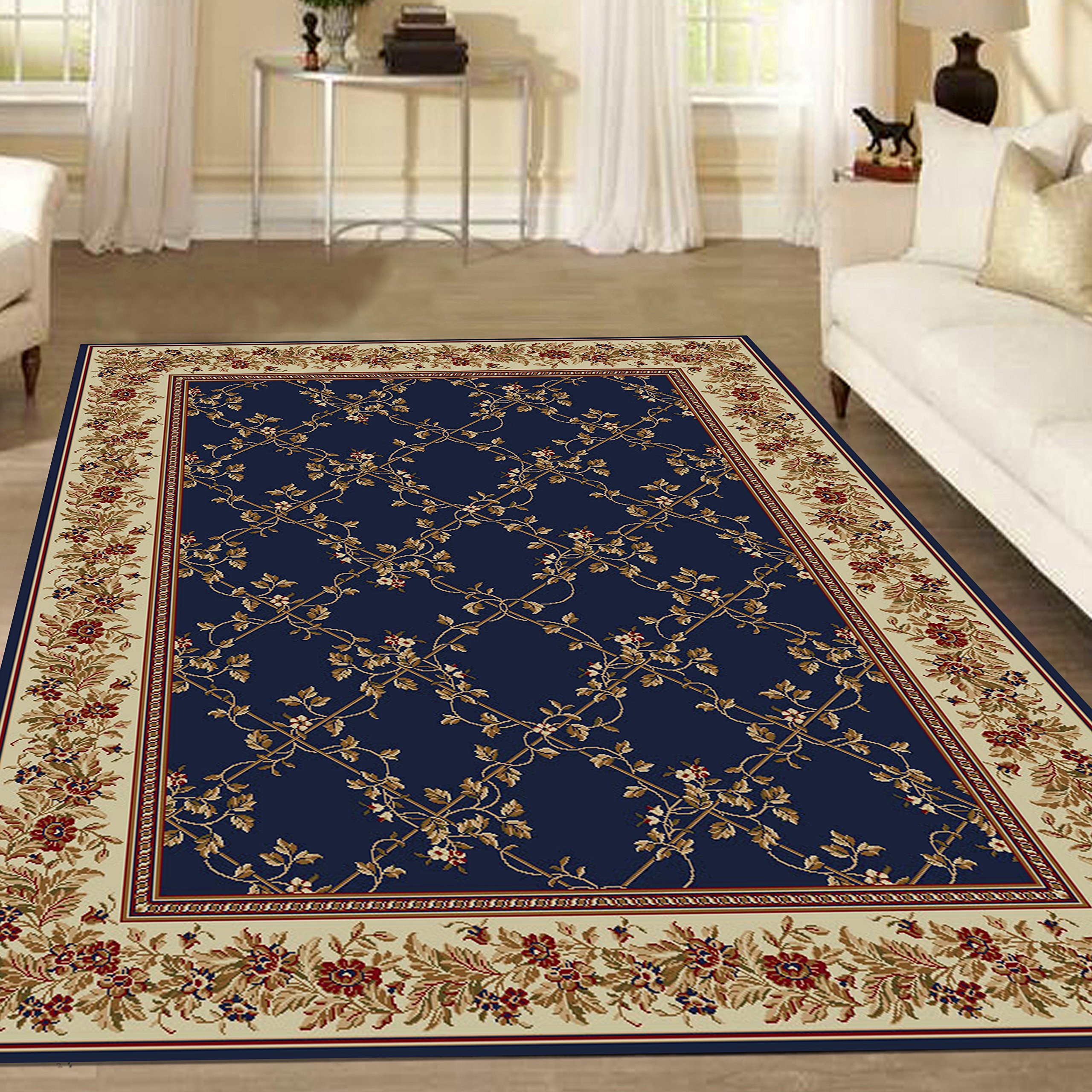 Radici USA Como Area Rug 7'9 x 11' Navy Blue - Soft Modern Living Room Rug for Bedroom, Dining Room & Home Decor