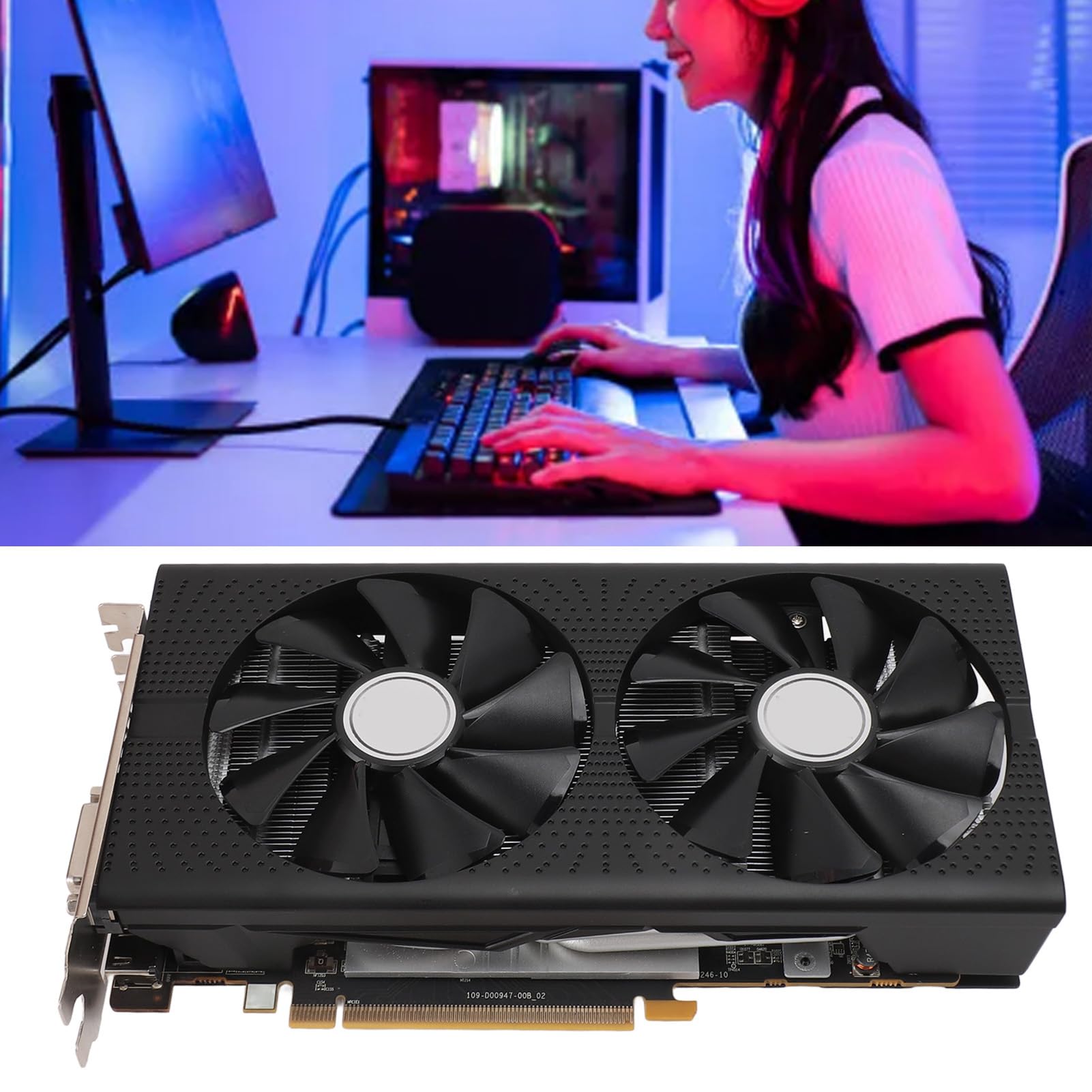 AMD Radeon RX 580 8GB GDDR5 256-bit Gaming Graphics Card with Dual Fans - 1286MHz Core Clock, 7000MHz Memory Speed, PCI Express 3.0, HDMI/DP/DVI Outputs for PC Gaming, Video Editing, and Cryptocurrency Mining
