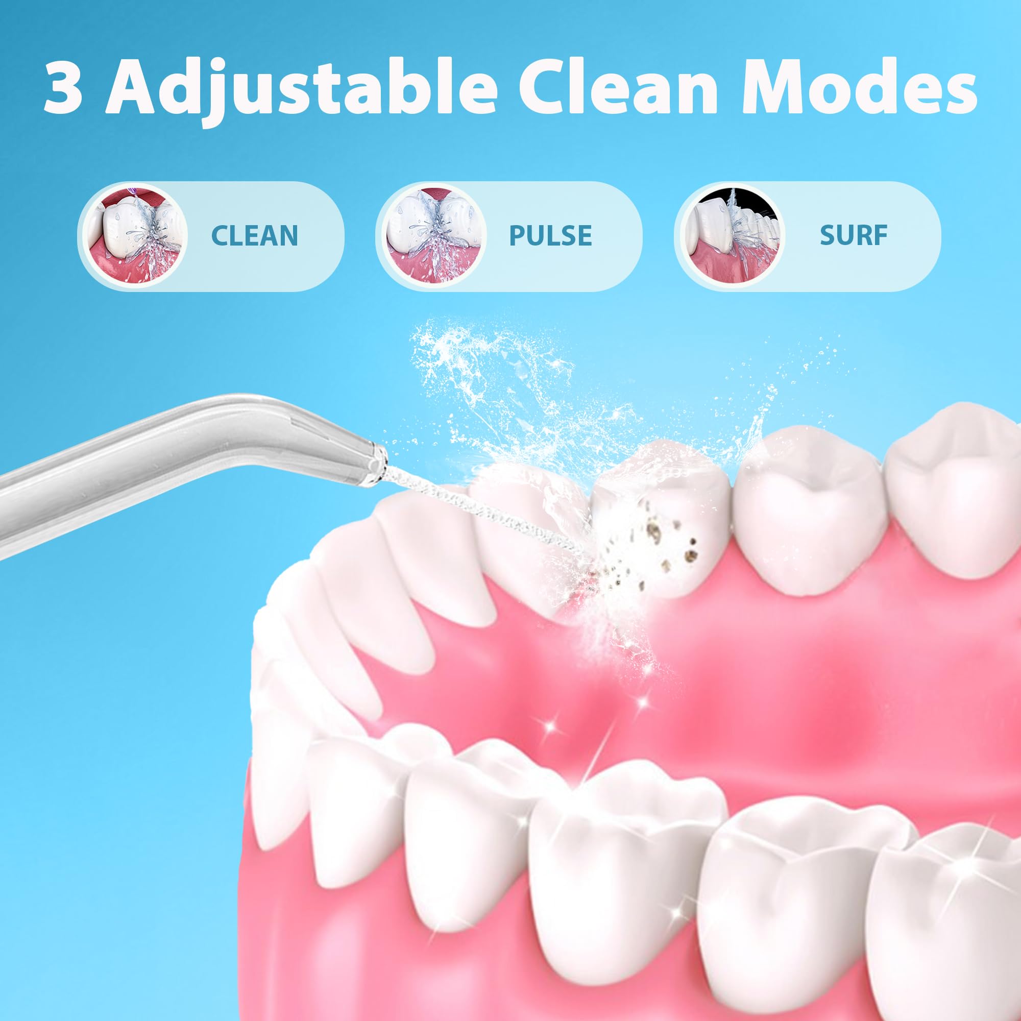 **Rechargeable Water Flosser 300ML – Electric Dental Oral Irrigator with 3 Modes & 5 Tips for Teeth Cleaning, Waterproof & Travel-Friendly – Perfect for Home, Travel, and Daily Oral Care (White)**