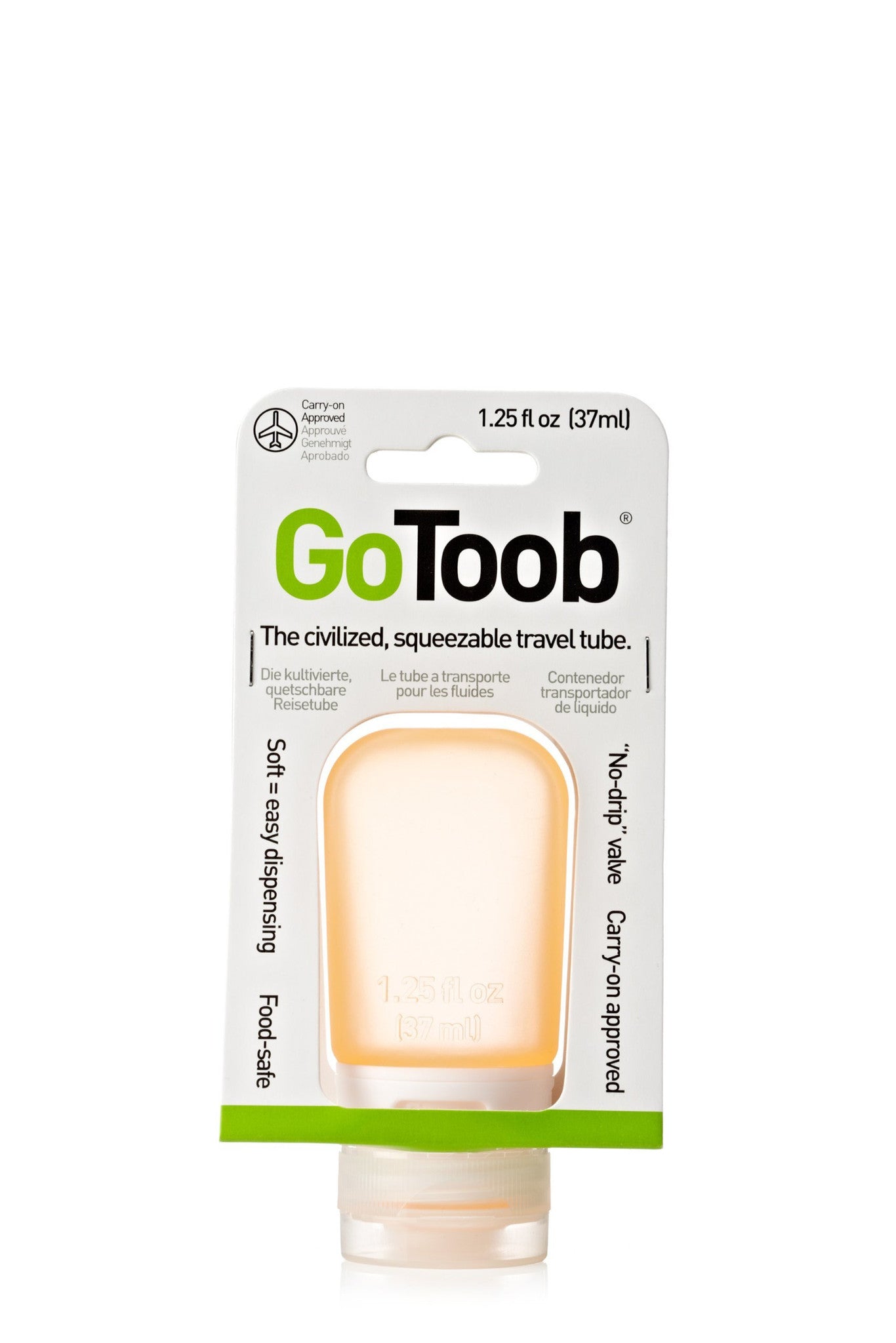 Humangear GoToob 1.25oz (37mL) Leak-Proof Travel Bottle - Perfect for Toiletries, Cosmetics & Liquids on the Go - TSA Approved for Air Travel