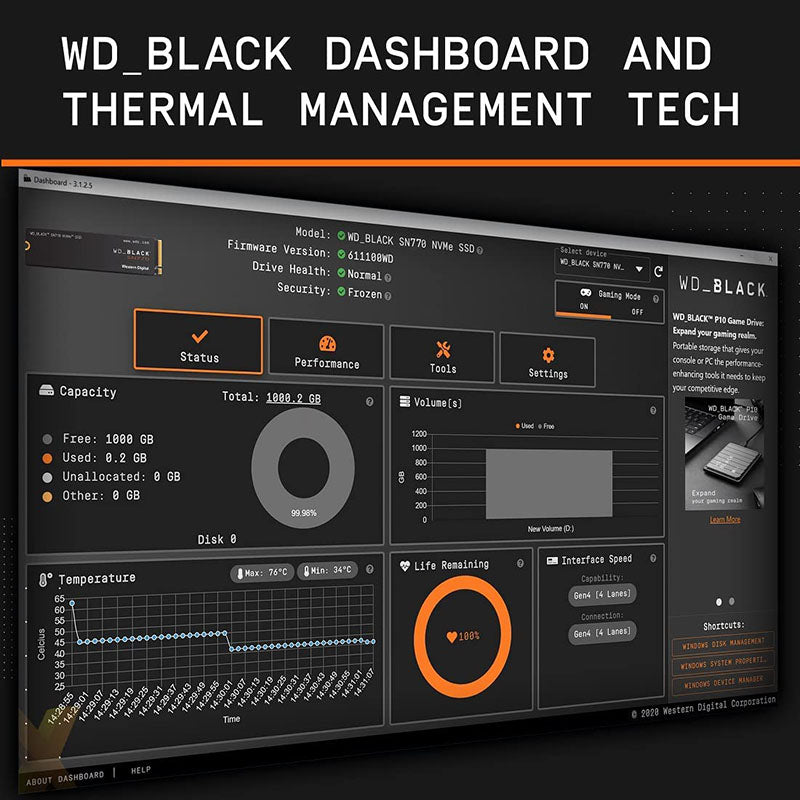 WD Black SN770 1TB NVMe SSD - Gen4 PCIe Internal Solid State Drive for Gaming, Video Editing & High-Performance Computing