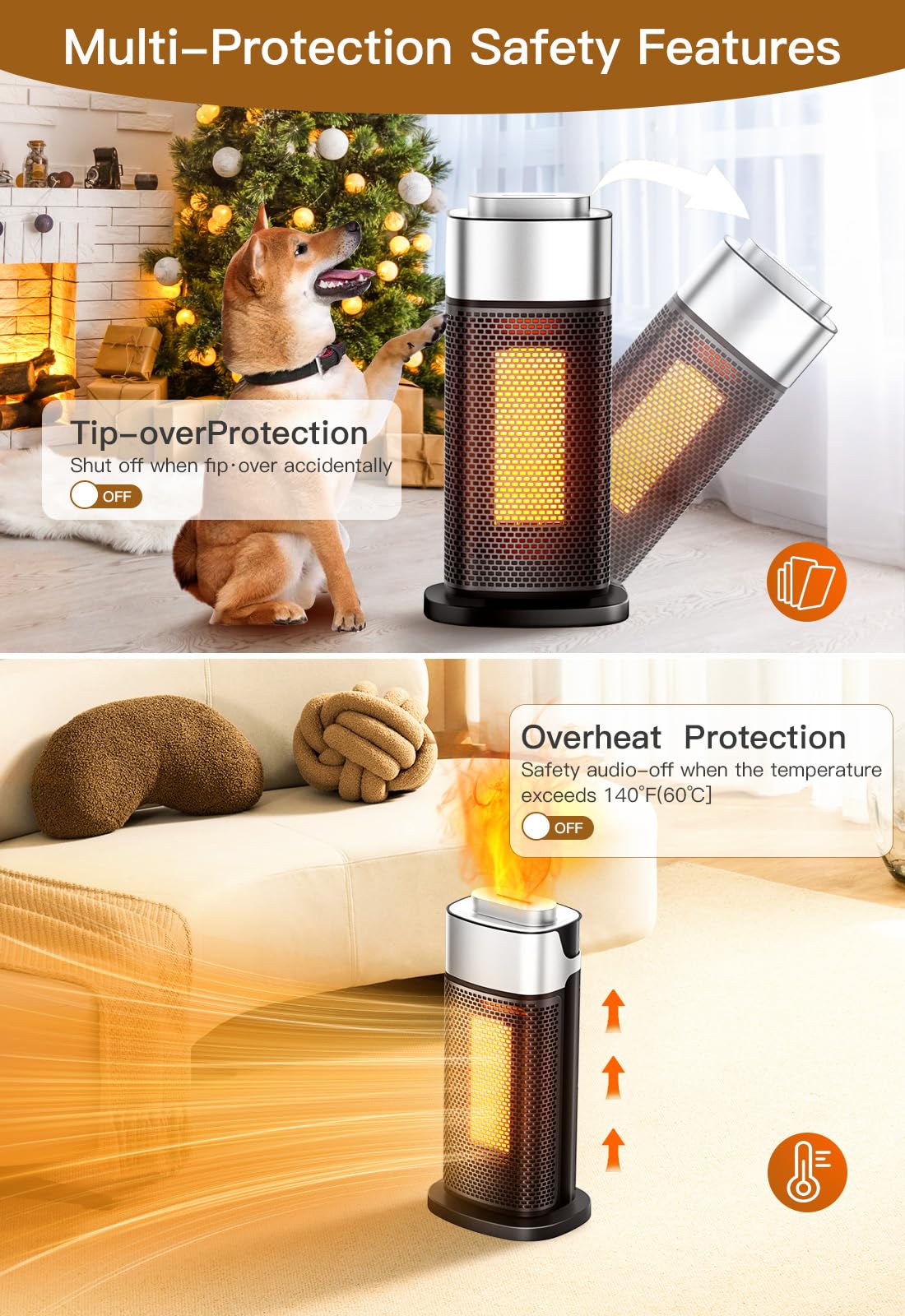 Staholz 3-in-1 Electric Space Heater with Humidifier & 3D Flame Effect - 1500W Portable Indoor Heater with Thermostat, Remote Control & 12H Timer - Perfect for Office, Bedroom & Home Use - Energy Efficient Heating Solution with Soothing Ambient Light