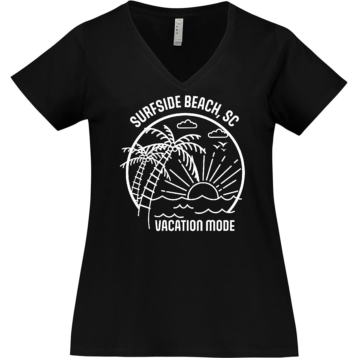 Inktastic Summer Vacation Mode Surfside Beach South Women's Plus Size V-Neck T-Shirt - Casual Beachwear & Relaxing Outfit for Summer Vacations, Travel, and Outdoor Activities