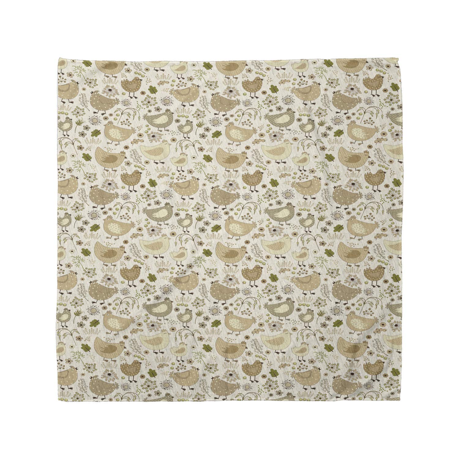 Ambesonne Chicken Bandana - Chunky Farm Animal & Floral Print Unisex Head & Neck Scarf for Men, Women - Perfect for Farm Visits, Pet Costumes & Country-Themed Parties