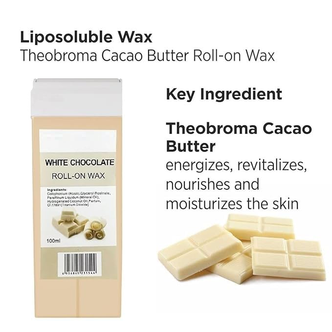 URBANMAC White Chocolate Roll-On Wax Kit for Women - 2 Refill Wax Tubes (100ml) | Painless Hair Removal for Legs, Arms & Bikini Line | At-Home Waxing Solution