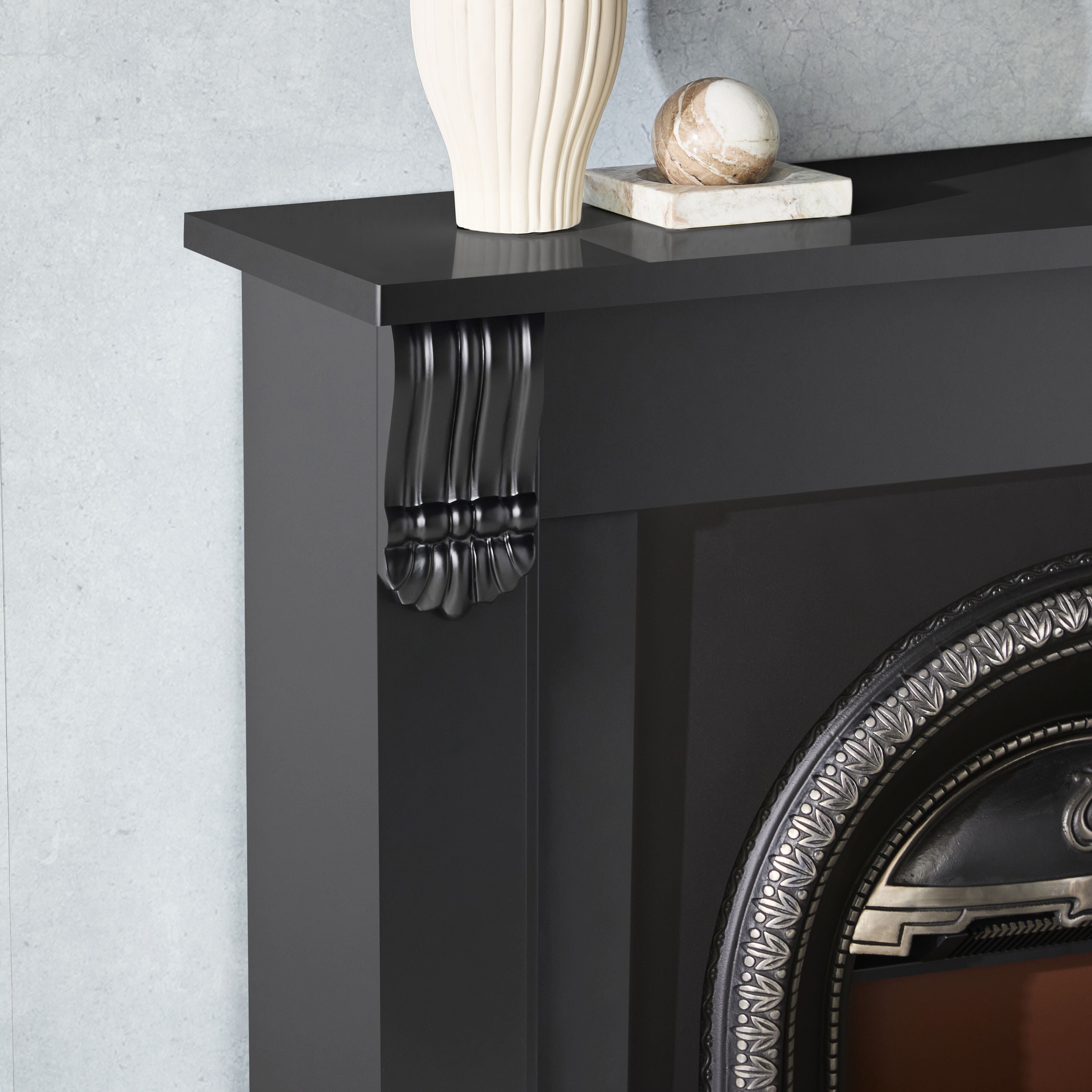 Belford 50-Inch Freestanding Fireplace Mantel in Black - Elegant Wooden Shelf for Living Room, Bedroom, or Office Decor