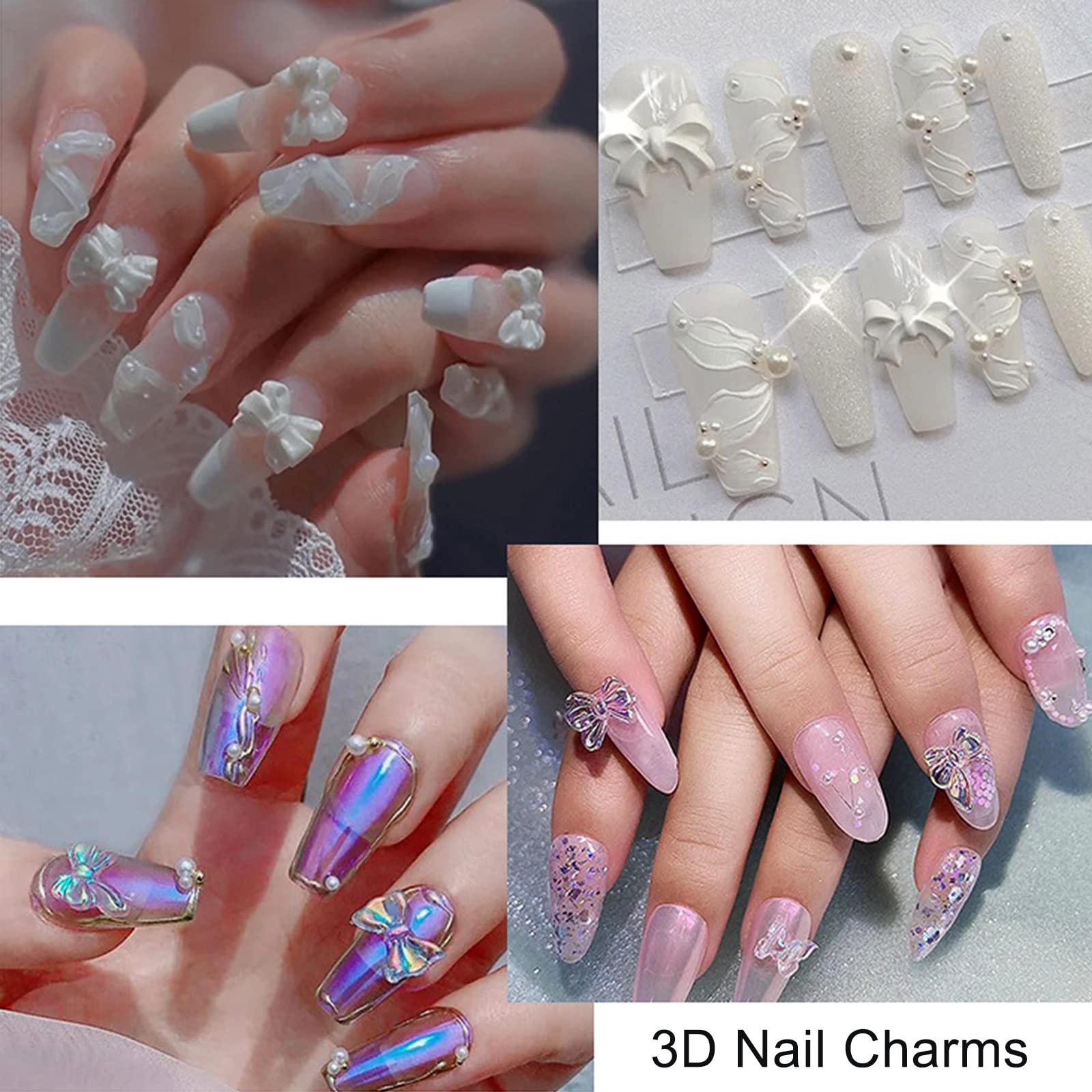 RODAKY 3D Nail Charms - Butterfly, Flower & Bear Nail Art Decorations with Diamonds, Pearls & Rhinestones for Acrylic Nails | DIY Nail Design Crafts for Manicure, Pedicure & Salon Use