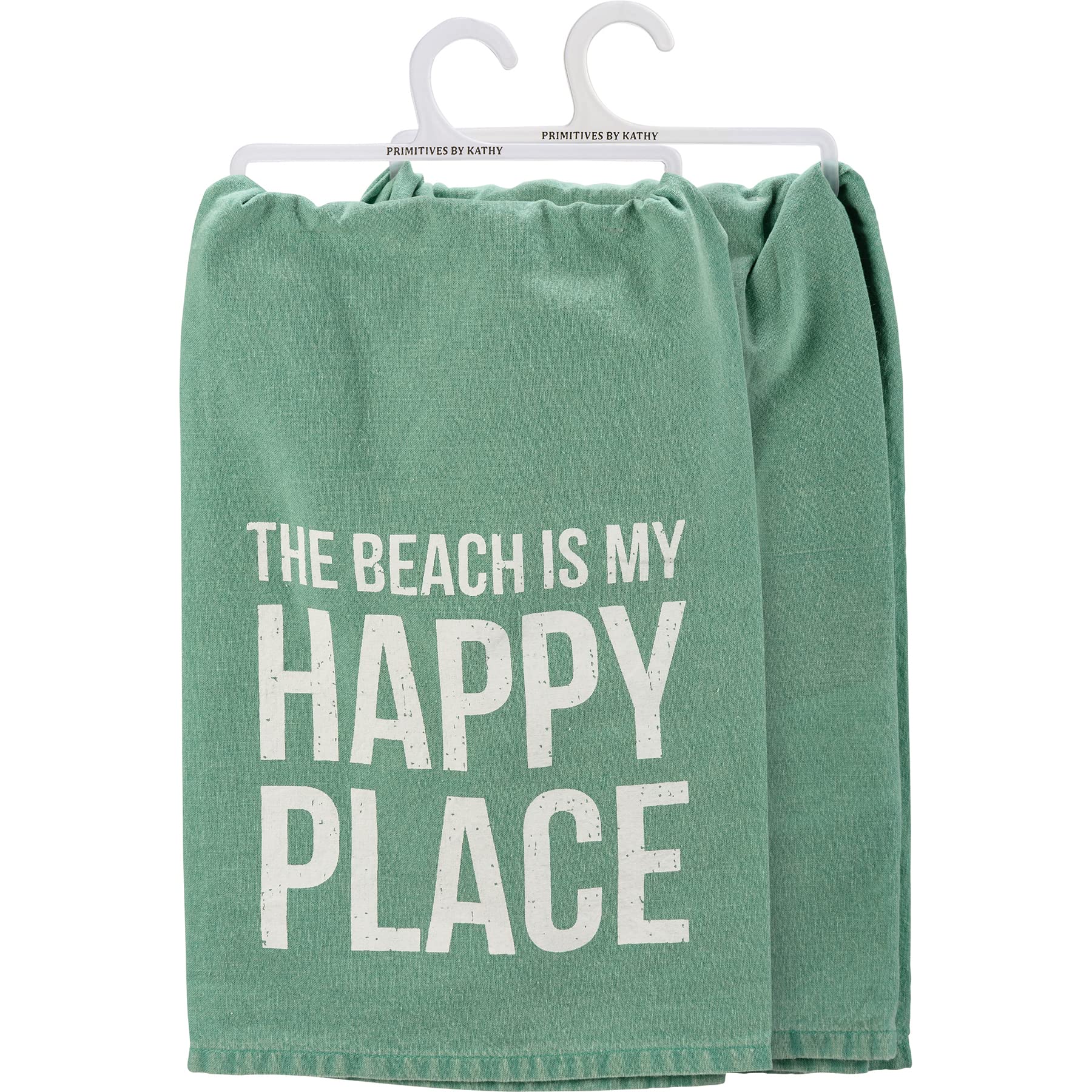 Primitives by Kathy Kitchen Towel - The Beach is My Happy Place Small - Coastal Themed Dish Towel for Beach House Decor, Kitchen & Bathroom Use