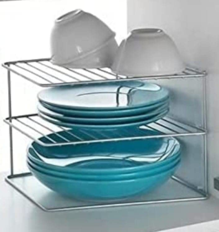 Zepdos 3-Tier Stainless Steel Kitchen Storage Rack - Space Saving Corner Shelf for Plates, Dishes & Cookware - Silver Floor Mount Organizer (1PC) - Perfect for Small Kitchens, Pantries & Dining Room Storage