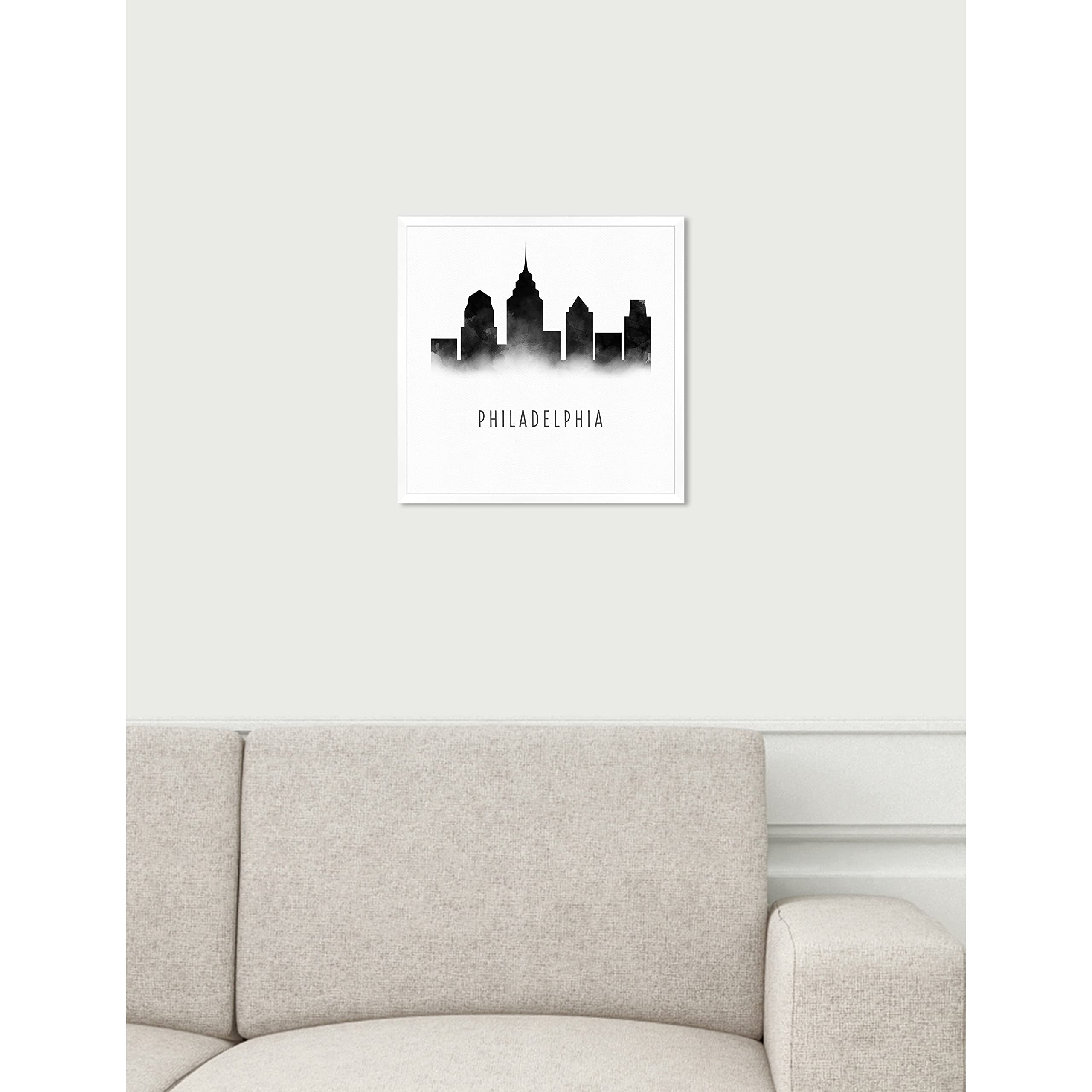 Oliver Gal 'Philadelphia Watercolor' Framed Art Print 12x12 Inches - Modern Home Decor for Living Room, Bedroom & Office Wall