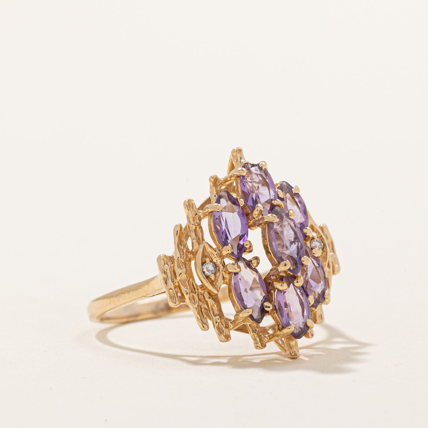 1.00ctw Amethyst & 0.02ctw Diamond Cocktail Ring - Size 8.75 | Elegant Purple Gemstone Jewelry for Evening Parties & Special Occasions