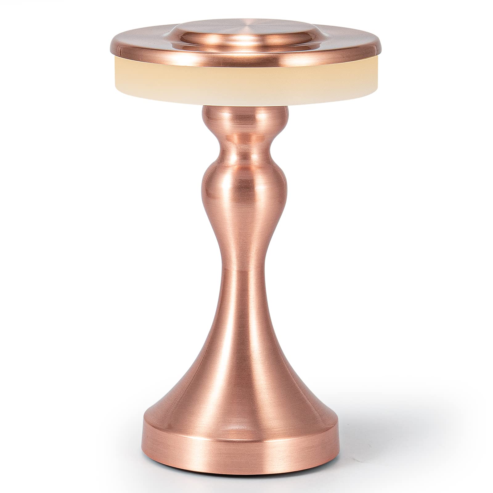 Rechargeable Cordless Table Lamp - 3 Color Modes & Stepless Dimmable LED Touch Control - Battery Operated Desk Light for Bedroom, Living Room, Restaurant, Outdoor Use - Brass Finish (Perfect for Reading, Nightstand, Decoration & Emergency Lighting)