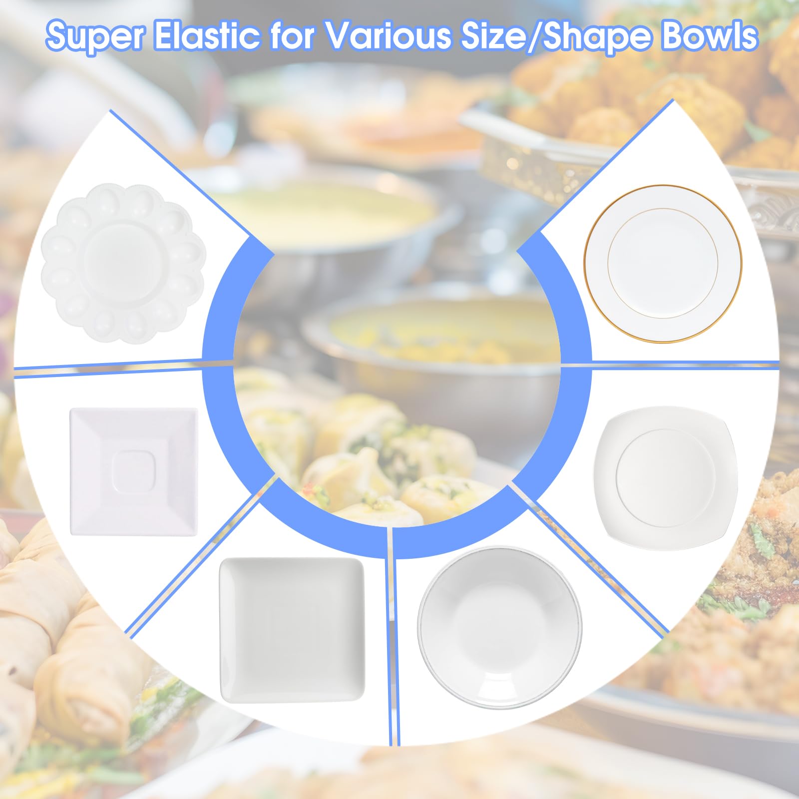 100PCS Elastic Shower Caps - Reusable Stretchable Sourdough Bread Proofing Covers, Plastic Bowl Covers for Food Storage & Baking - Perfect for Homemade Bread, Dough Rising & Kitchen Organization
