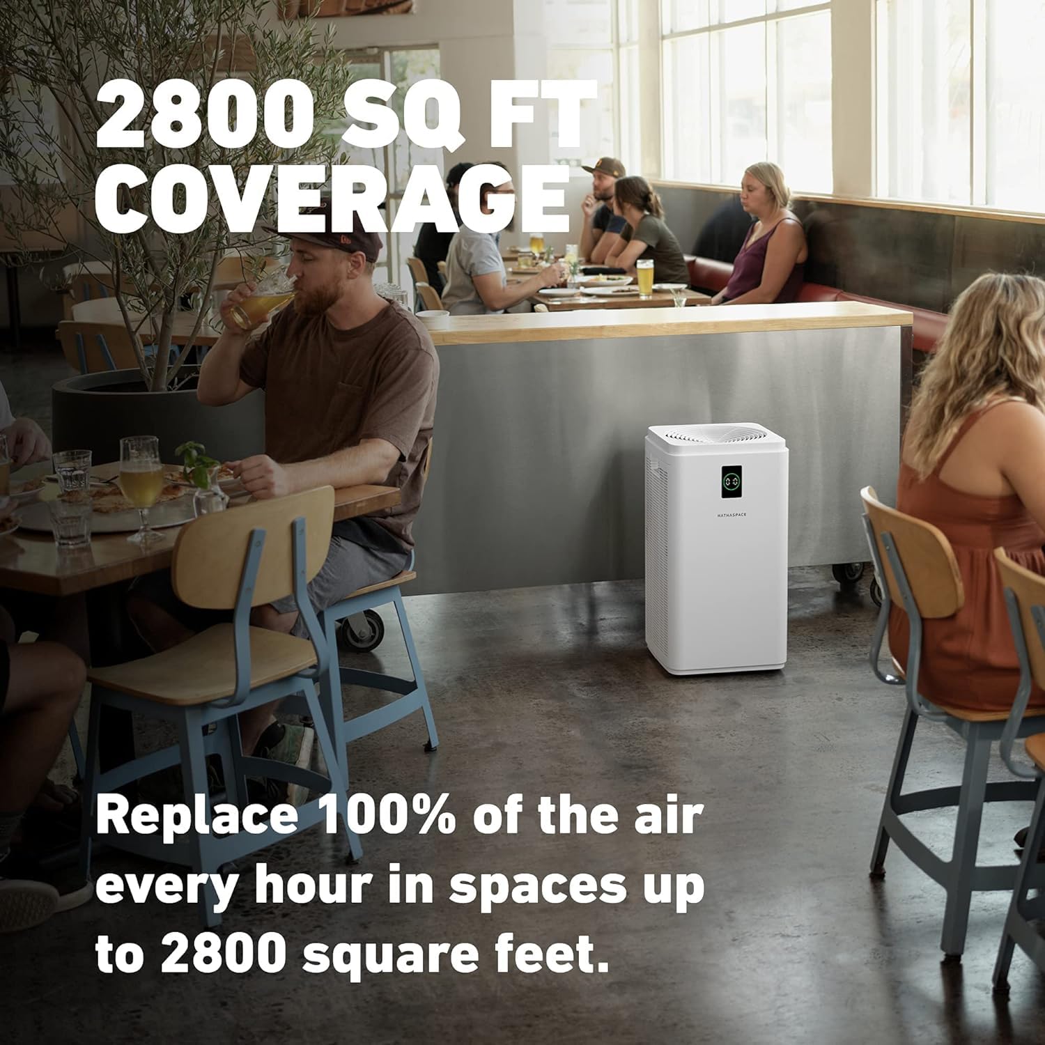 HATHASPACE HSP003 True HEPA Air Purifier for Home - 99.9% Dust, Smoke, Pet Dander, Odor & VOC Removal - Covers 2800 Sq. Ft - Quiet Air Cleaner with Smart Sensor - Ideal for Bedroom, Living Room & Large Spaces - Allergy & Asthma Relief