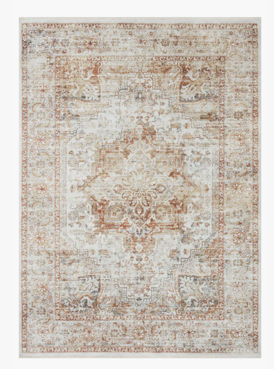 Bonney Ivory/Sunset Rug - Soft Bohemian Area Rug for Living Room, Bedroom - Non-Slip Vintage Style Home Decor