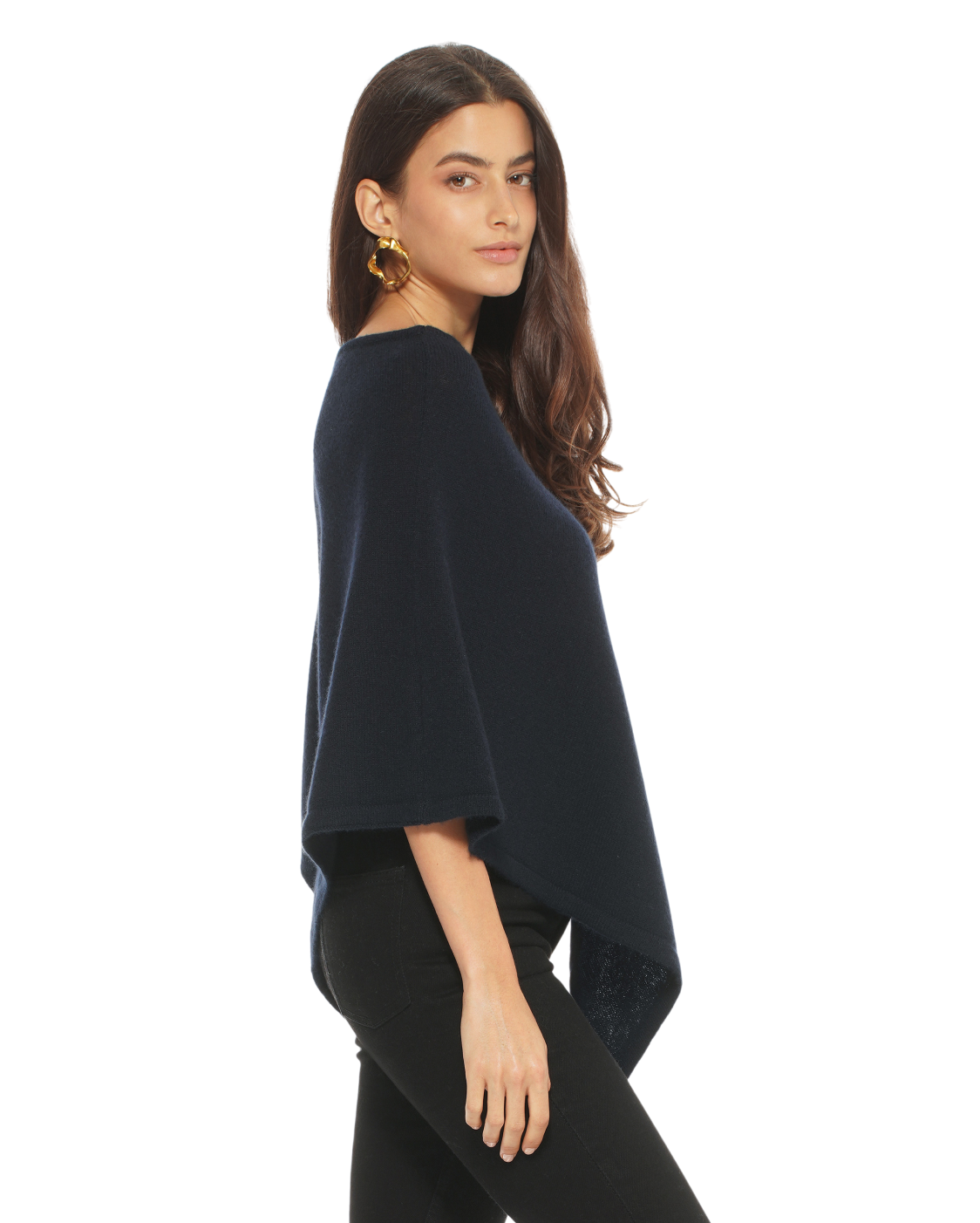 Luxury Women's Pure Cashmere Capelet Poncho - Soft & Warm Night Blue Shawl Wrap for Fall & Winter | Perfect for Office, Evening Parties & Travel