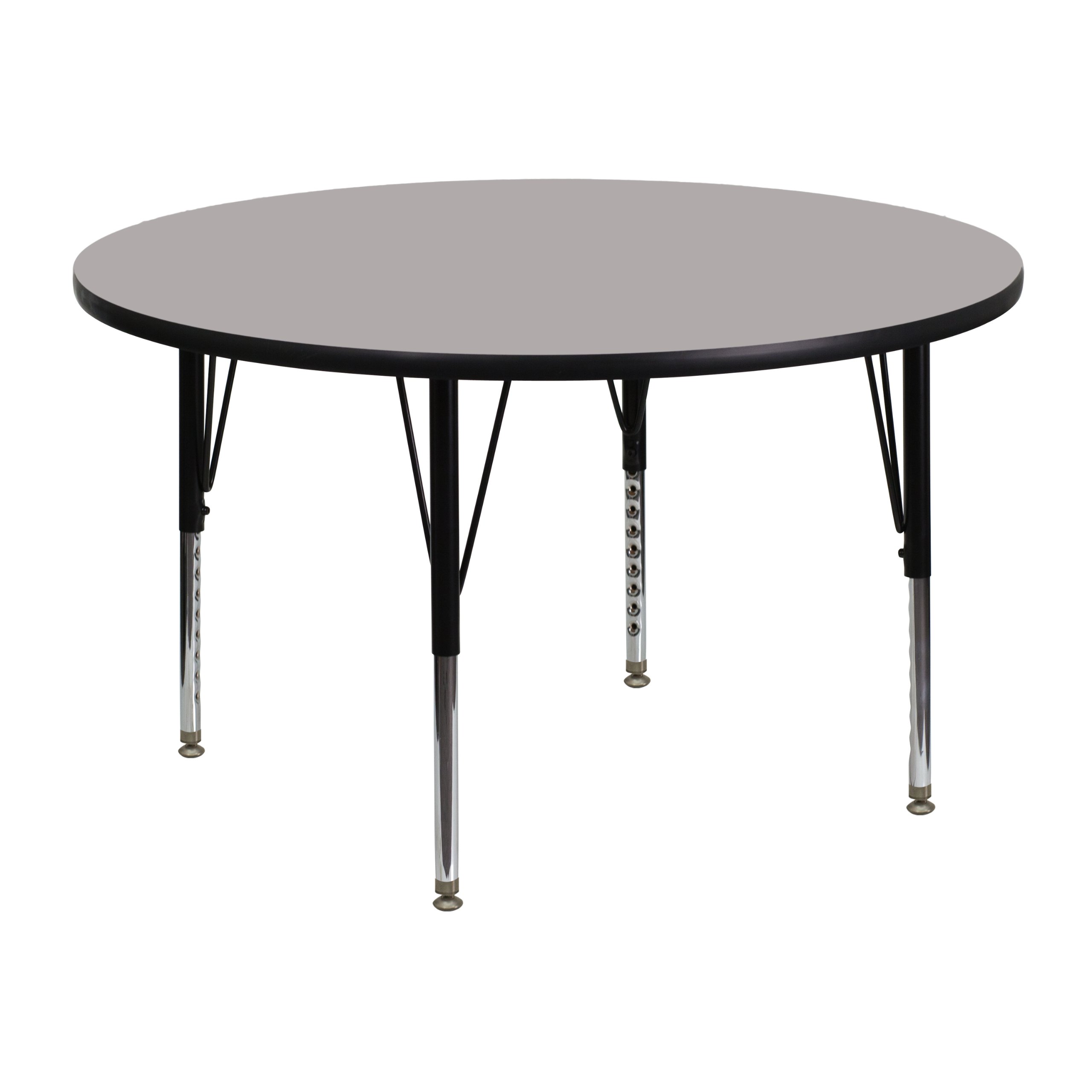 EMMA + OLIVER 48 Inch Round Grey HP Laminate Preschool Activity Table for Kids - Durable Learning Table for Classroom, Daycare & Homeschooling Activities