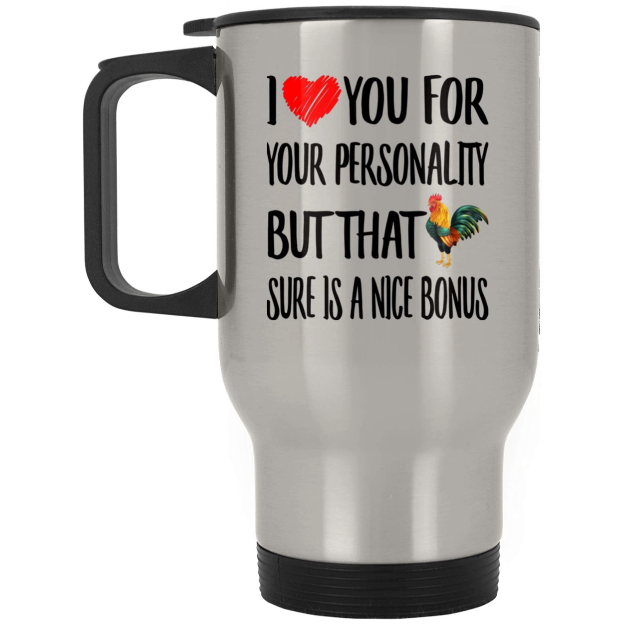 Funny Father's Day Travel Mug - 14 Oz Silver Insulated Coffee Cup with 'I Love You For Your Personality' Design - Perfect Gift for Dad, Christmas 2023 - Great for Office, Commuting & Outdoor Adventures