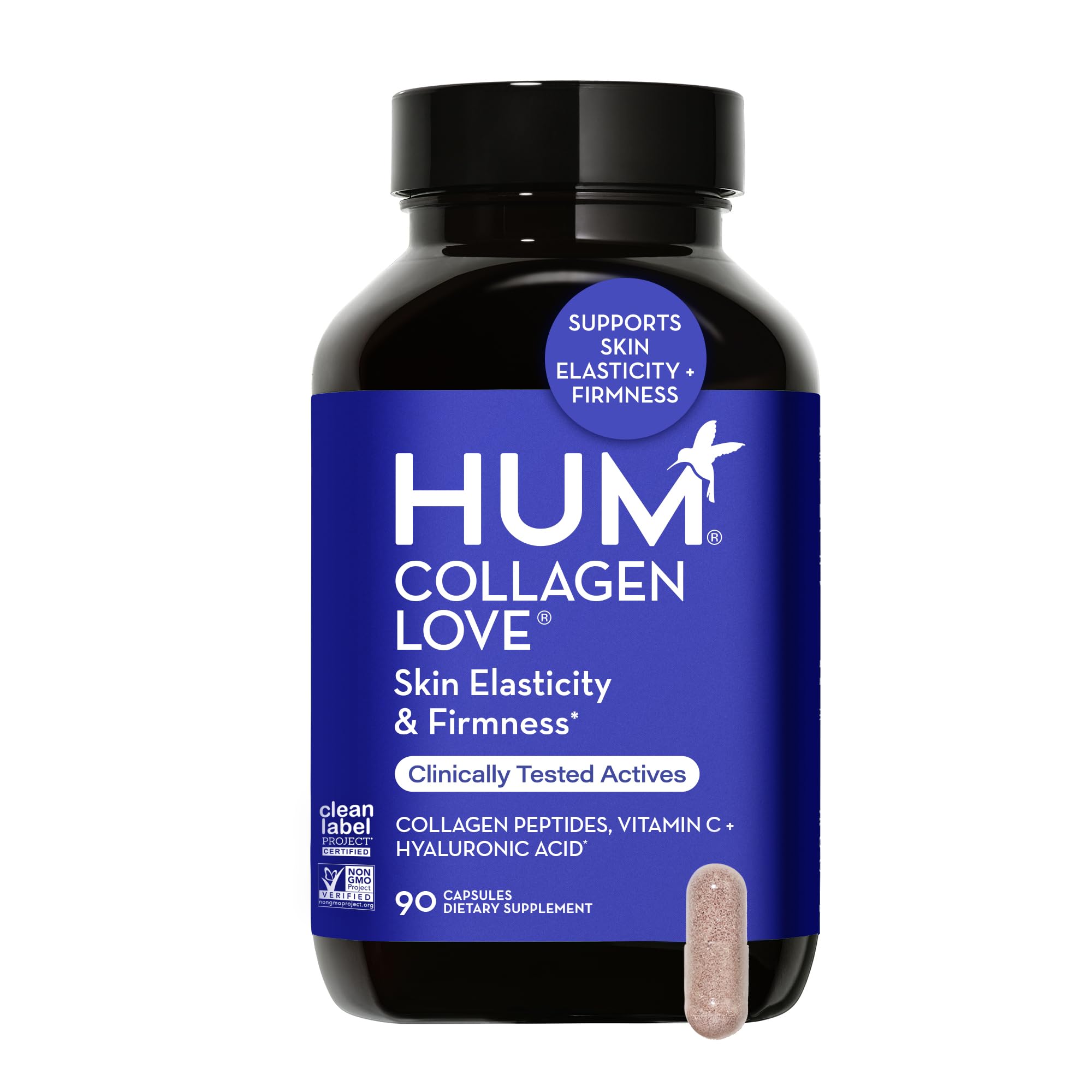 HUM Collagen Peptides Supplement with Hyaluronic Acid & Vitamin C - Anti-Aging Skin Support for Women & Men - Promotes Firm Skin & Reduces Wrinkles - 90 Capsules - Perfect for Daily Beauty Routine & Healthy Glow