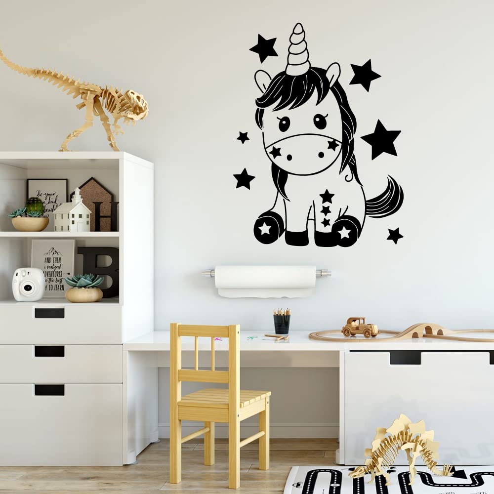 Magical Unicorn Star Wall Decal Stickers for Kids Room - Cute Vinyl Wall Art Decor (30x22 inch) - Perfect for Nursery, Bedroom, Kindergarten & Home Decor