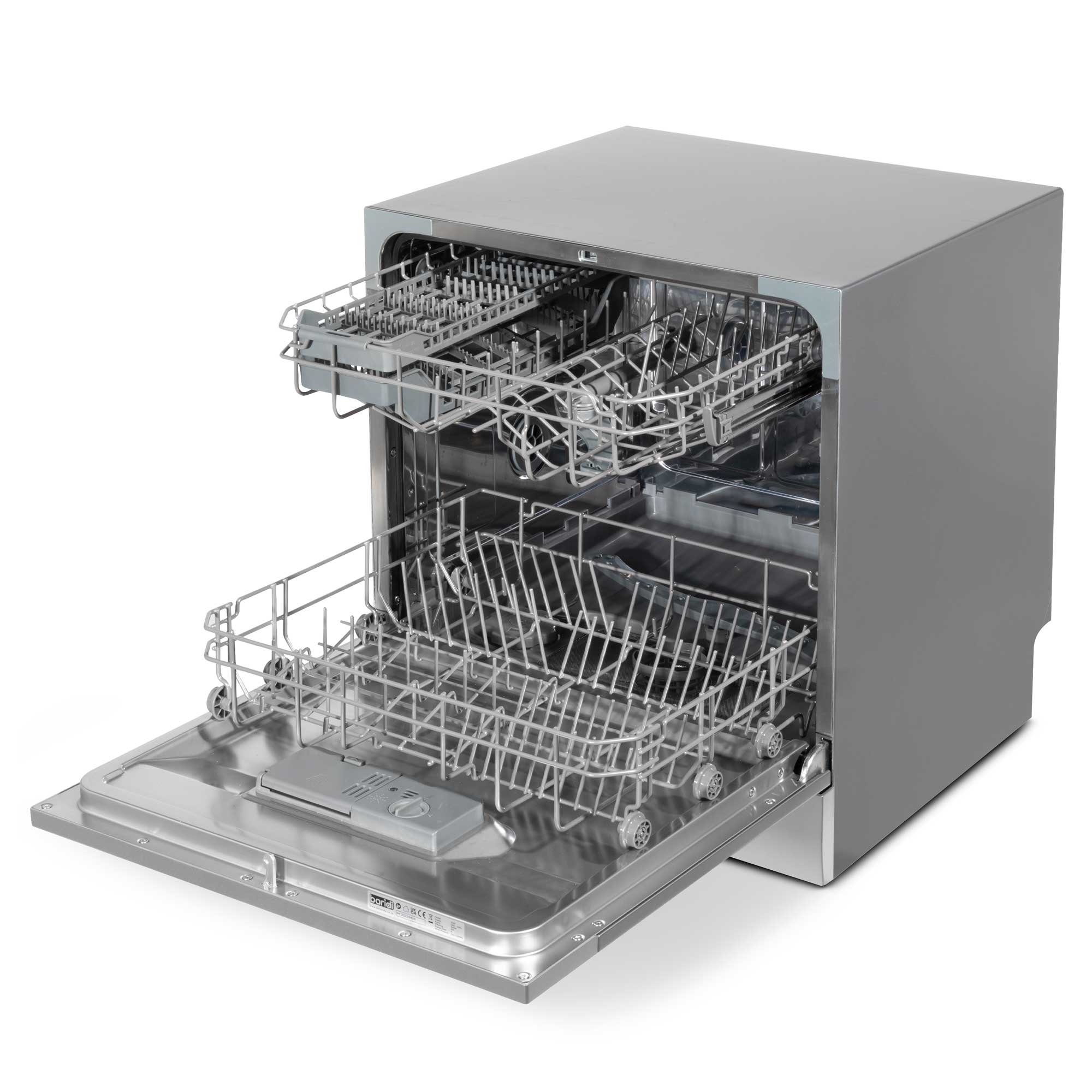Baridi Compact Tabletop Dishwasher - 8 Place Settings, 6 Wash Programs, Ultra Quiet (42dB), 8L Capacity in Sleek Silver (Model DH87) | Perfect for Small Apartments, RVs, Dorms & Kitchenettes