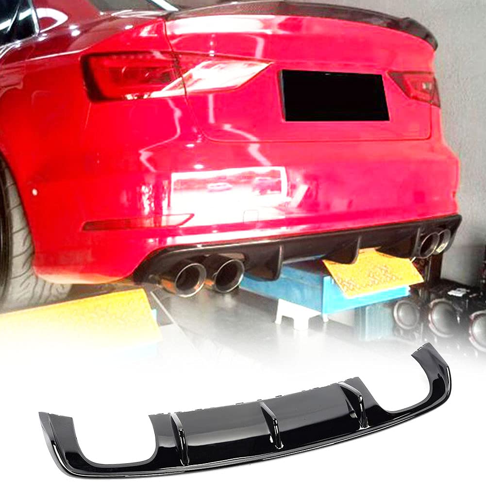 MCARCAR Rear Bumper Diffuser Lip for 2013-2016 Audi S3 A3 Sline Sedan - Gloss Black FRP Lower Spoiler & Bumper Guard Body Kit | Enhances Sporty Look & Protects Your Car