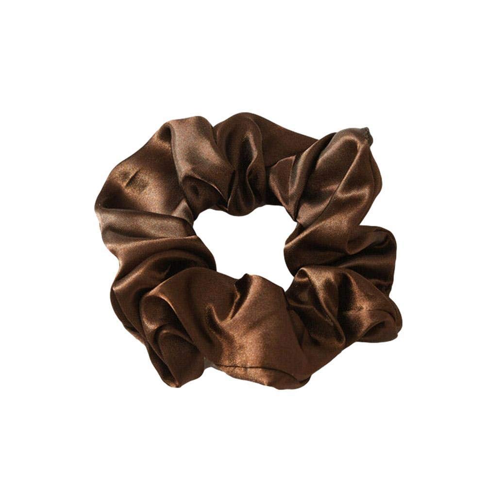 SHOUD Handmade Silk Hair Scrunchies - Soft Elastic Hair Bands & Ponytail Holders for Women & Girls (Coffee) - Perfect for Workouts, Office & Everyday Styling