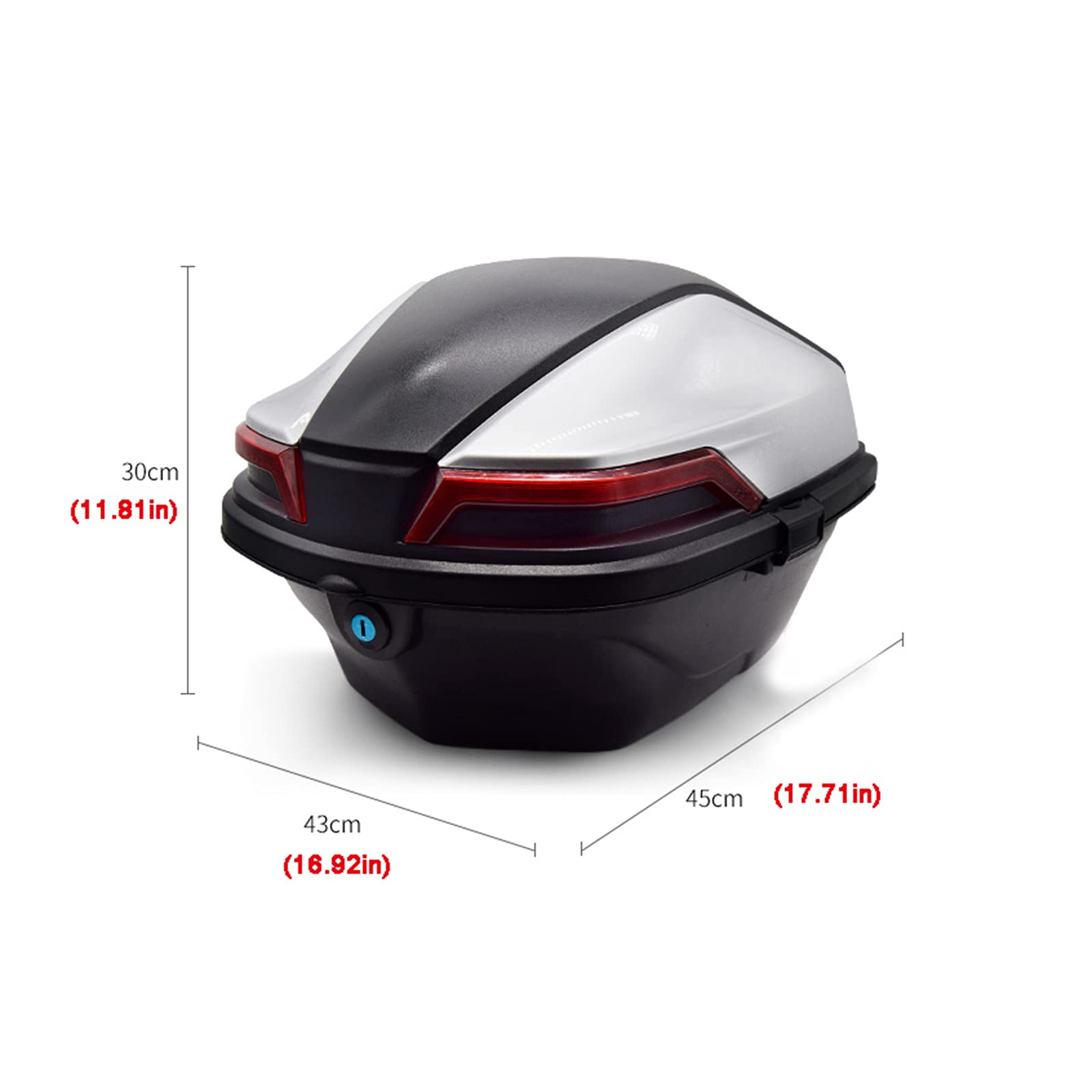 **Waterproof Motorcycle Tail Trunk Luggage Box - Helmet Storage & Scooter Top Case with Lock - Durable Travel Storage for Helmets, Scooters & Motorcycles - Perfect for Commuting, Touring & Road Trips (Blue)**