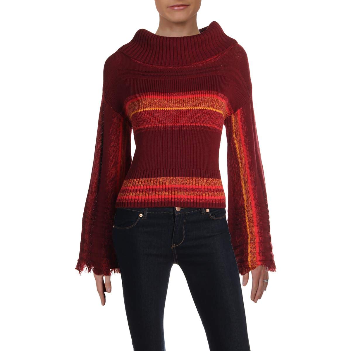 Free Women's Fringed Sleeve Pullover Sweater - Cozy Knit Top for Fall & Winter, Casual Outfit, Boho Chic Style, Perfect for Dates & Parties