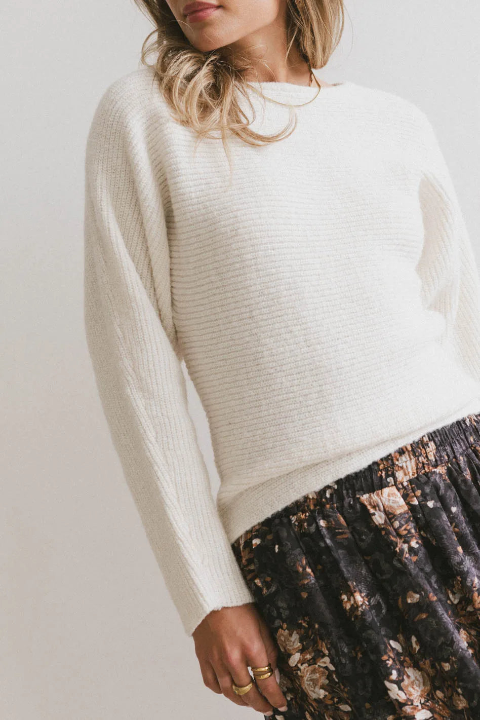 Azura Knit Sweater Women's Cream Pullover - Cozy Winter Casual Wear for Office, Outing & Travel | FINAL SALE