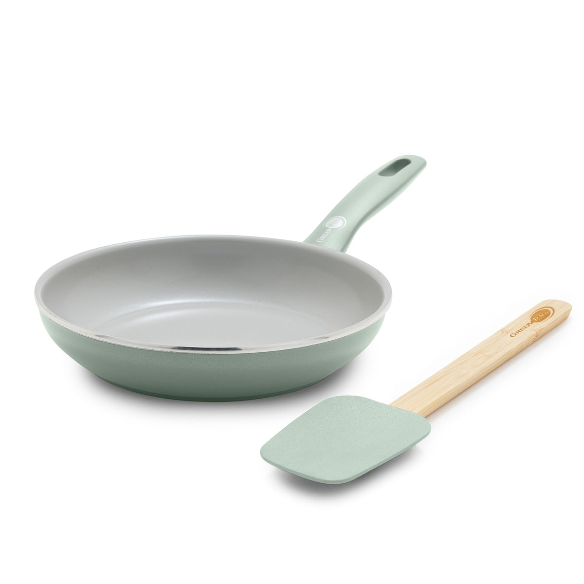 Dover Ceramic Nonstick 8-Inch Frying Pan with Spatula - Pastel Green | Eco-Friendly Non-Toxic Cookware for Healthy Cooking | Perfect for Eggs, Pancakes & Small Meals