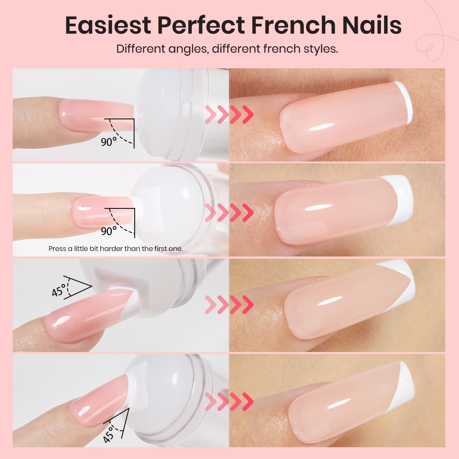 Beetles French Tip Nail Stamp Kit - Silicone Nail Art Stamper with Long Stamper & Cuticle Guard | UV LED Gel Polish Manicure Set for Women | Perfect for Home Salon & DIY Nail Designs