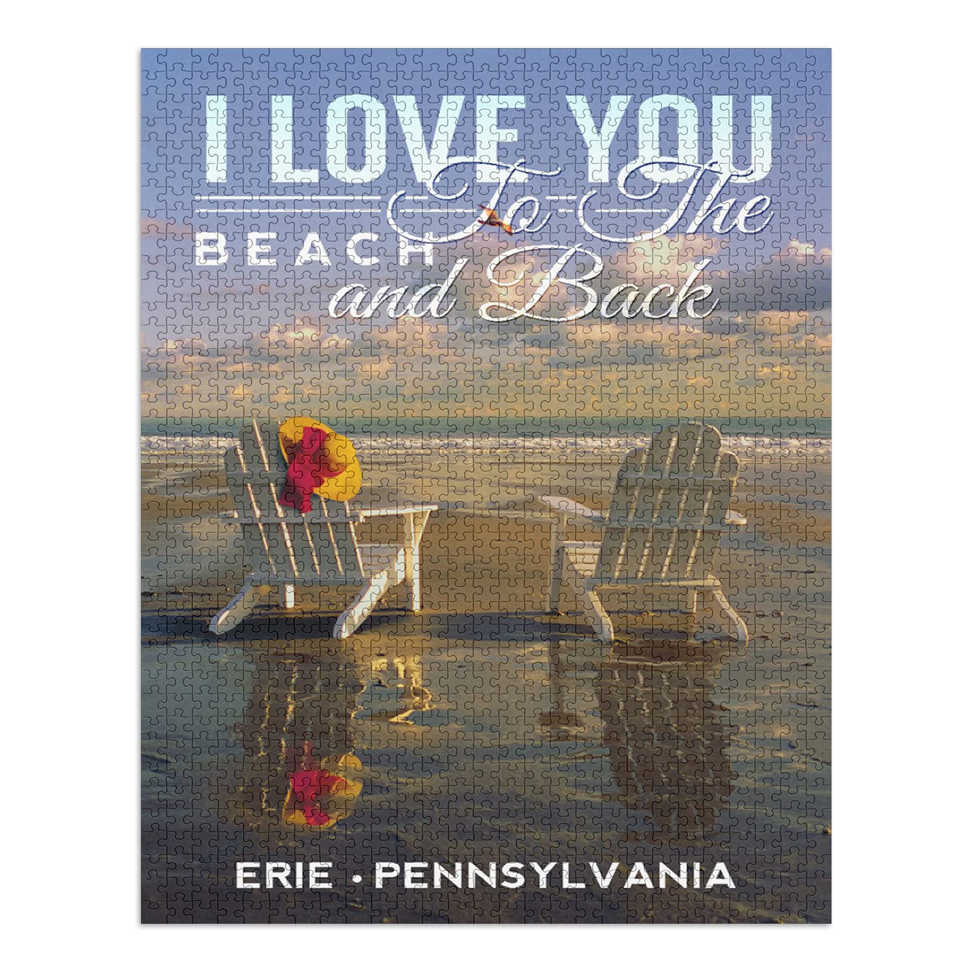I Love Erie Pennsylvania to The Beach and Back 1000-Piece Jigsaw Puzzle - 19x27 Inch Challenging Beach Scene Puzzle for Adults & Family - Made in USA - Perfect for Relaxation, Family Game Nights & Beach-Themed Decor