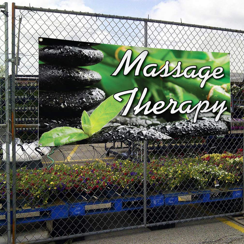 Custom Vinyl Banner 48x96 Inches - Weatherproof Massage Therapy Business Sign with 8 Grommets for Outdoor & Industrial Use | Durable Yard Sign for Advertising, Events & Storefront Displays